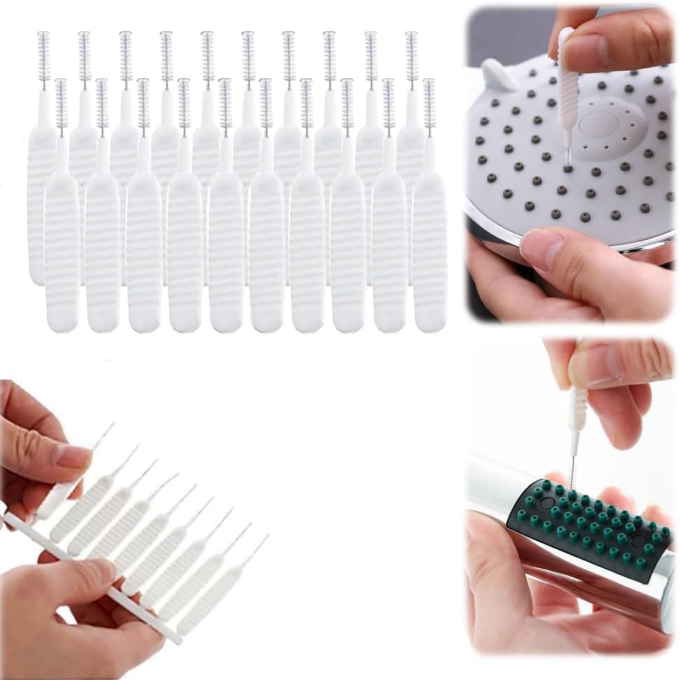 Shower Head Cleaning Brush for Small Hole, Multifunctional Shower Cleaning Tools, Anti-Clogging Nozzle with Storage Boxes, Showerhead Cleaning Brushes Picks for Household Bathroom 20 pcs