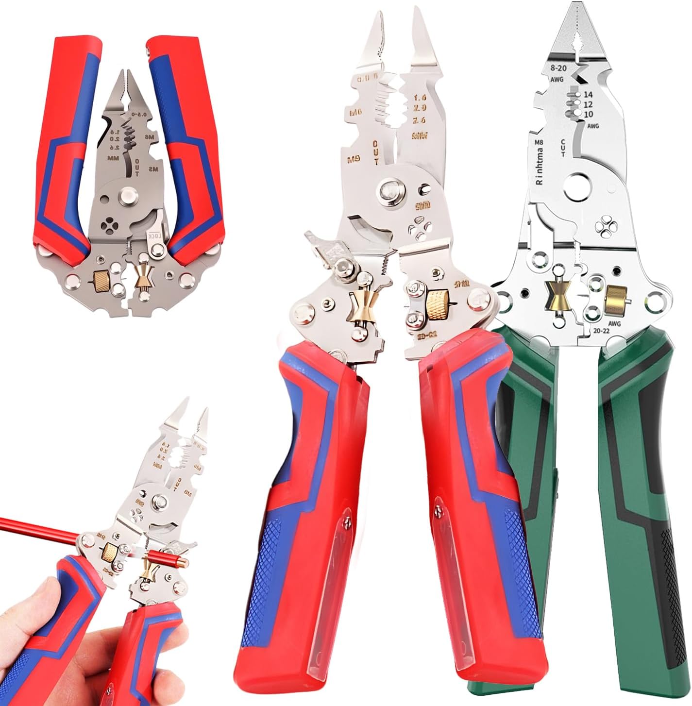 16 in 1 Wire Stripper Twister for Cutting and Pulling Wires, Multifunctional Cable Scissors, Voltage Tester Pliers with Voltage Tester&Alarms, Detectable 12-250V for Professional and Home Use Set