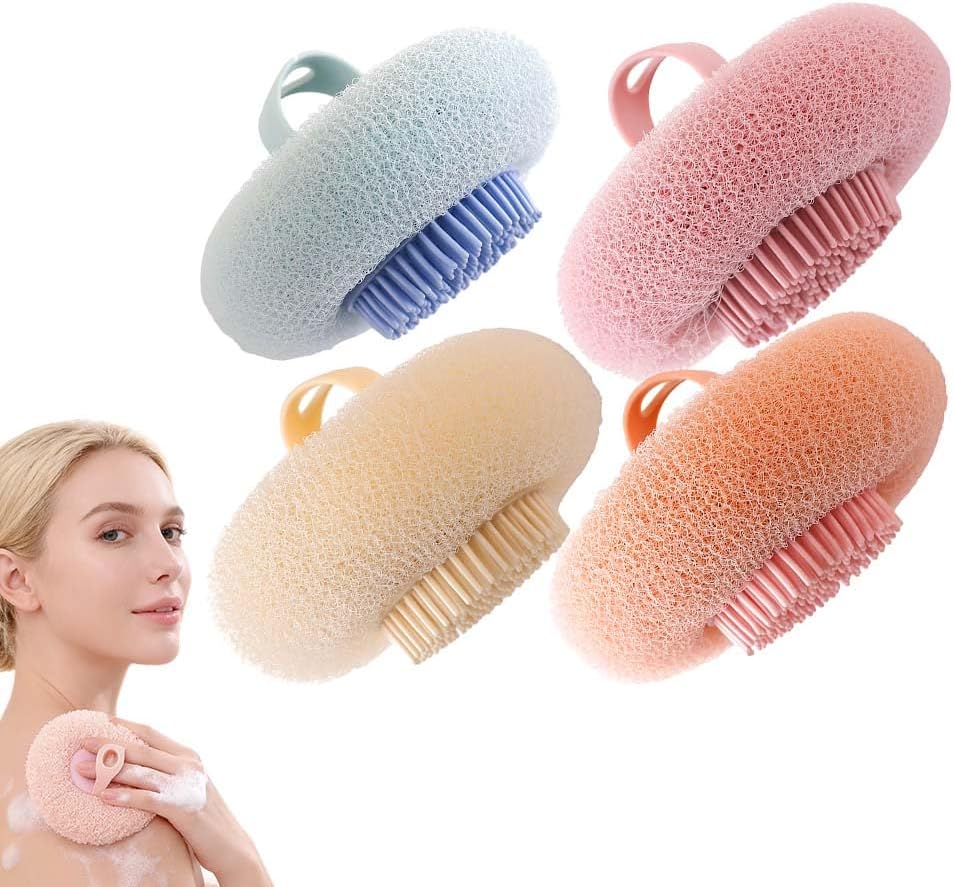 Super Soft Sunflower Suction Cup Bath Ball, 2026 New Exfoliating Bath Bath Sponge Cleaning Brush with Finger Rings for Women and Men Set, 4 pcs