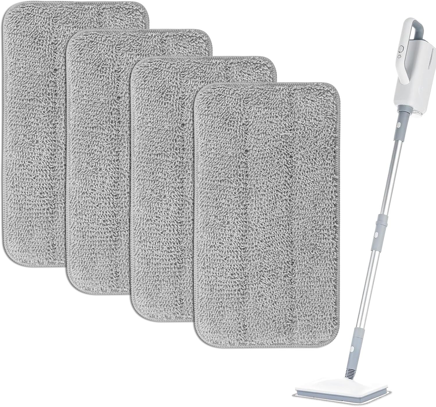 Microfiber Steam Mop Pads Compatible with FODFINU, Seyola & FEPPO and Wotaste Steam Mop Cleaner - Washable and Reusable Replacement Mop Pads for Floor Cleaning, 4 Pack