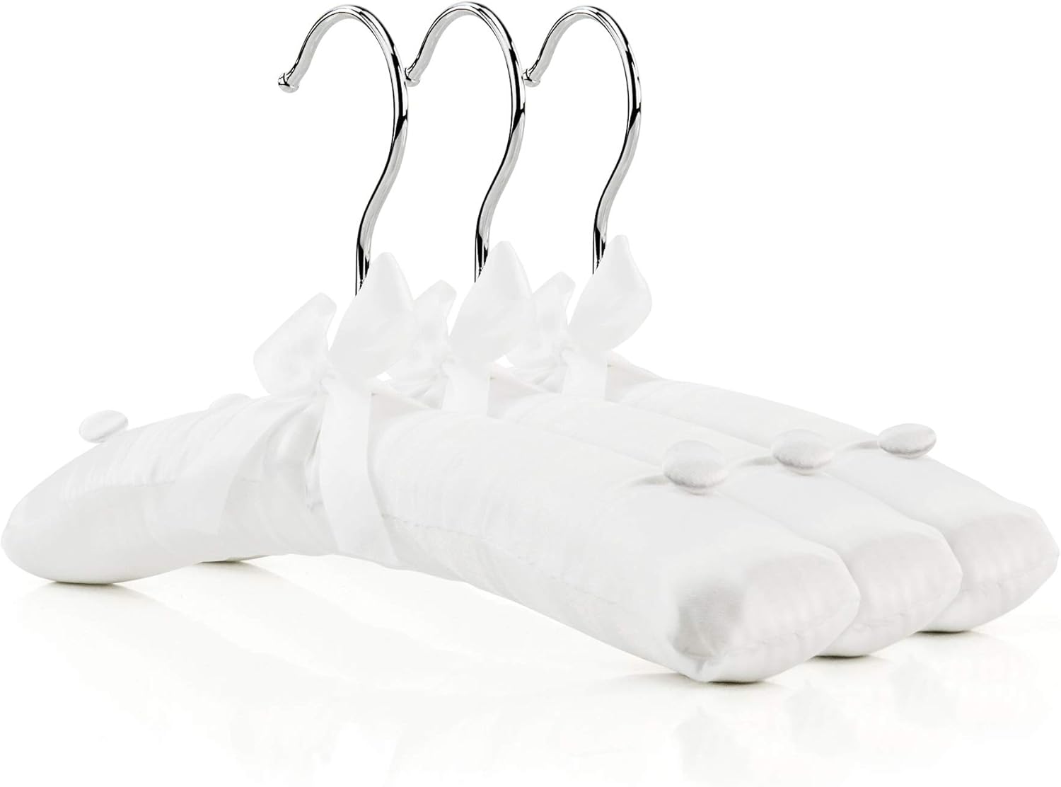 HANGERWORLD Pack of 3 Small Kids Satin Padded Hangers - 11.8inch Soft White Infant, Toddler and Baby Hangers for Nursery Closet