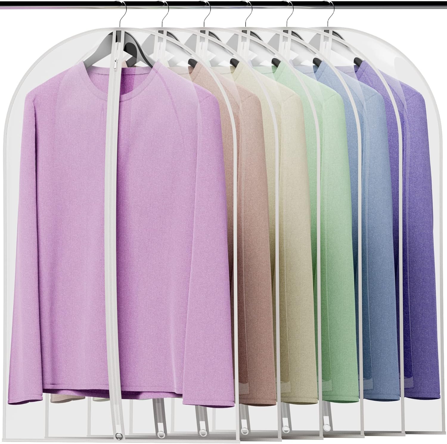 HANGERWORLD Clear 40inch Showerproof White Trim Suit Coat Garment Clothes Carry Cover Protector Bags 12