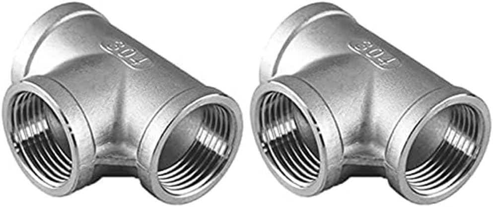 1" Female NPT Tee Adapter Cast Pipe Fitting Stainless Steel 3 Way Shape Connector,Pack of 2