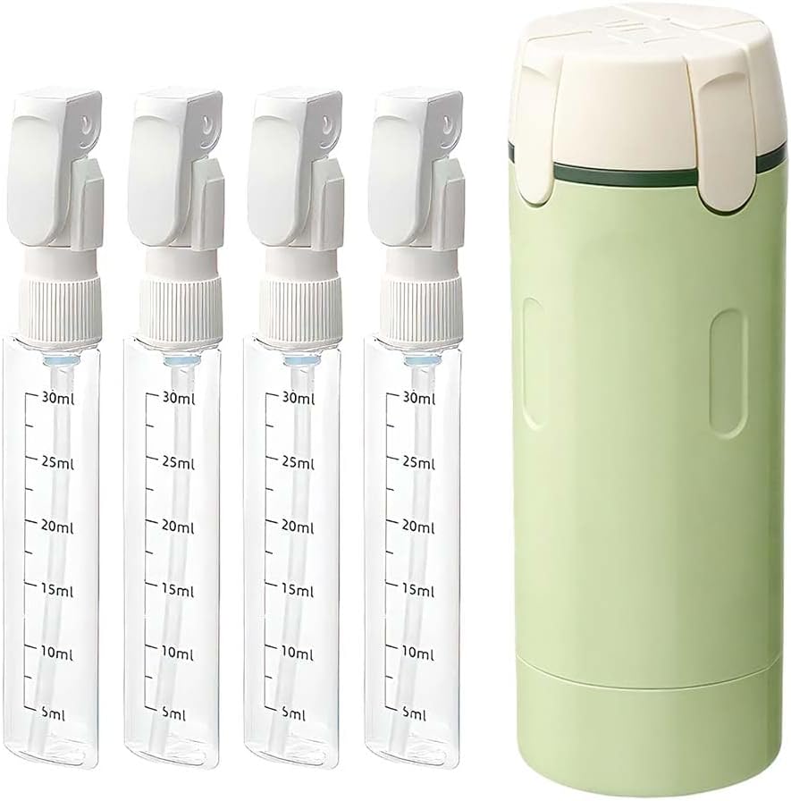 4 in 1 Travel Perfume Bottle Refillable, 4 Pack 30ML Travel Bottles for Toiletries, Leak-Proof & Portable Travel Dispensers Containers for Shampoo, Lotion Green