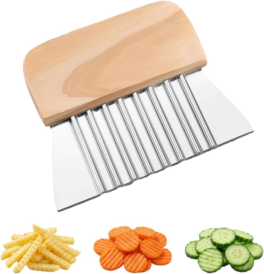 Large Crinkle Cutter French Fry Cutter, Stainless Steel Wavy Slicer with Comfortable Handle, 2026 New Wavy Chopper for Potatoes, Carrots, Vegetables & Fruits 1PC