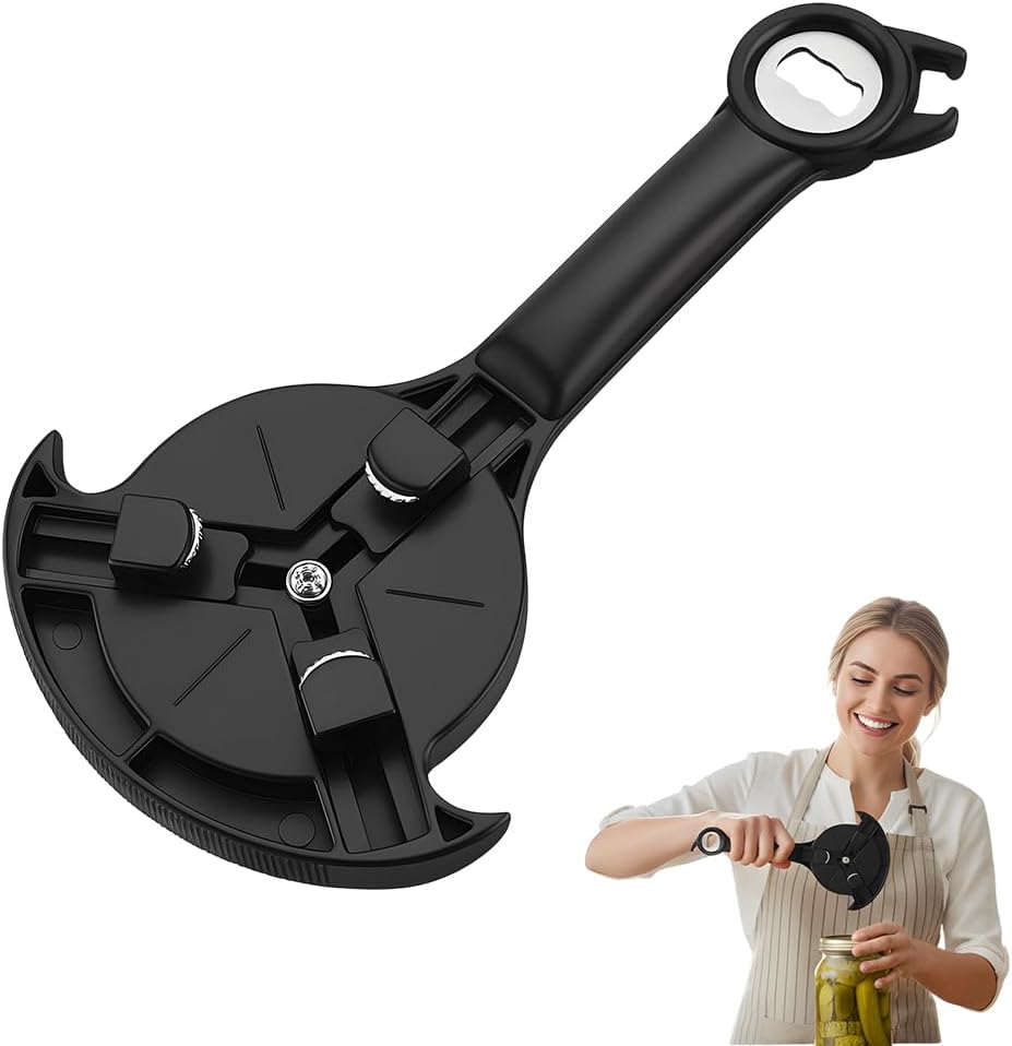 Adjtable Stainless Steel Jar Opener, Multifunctional Lid Gripper & Bottle Cap Opener for Weak Hands, Stainless Steel Can Opener Easy-Open Tool for Jars, Cans, Bottles Kitchen Gadget 1PC
