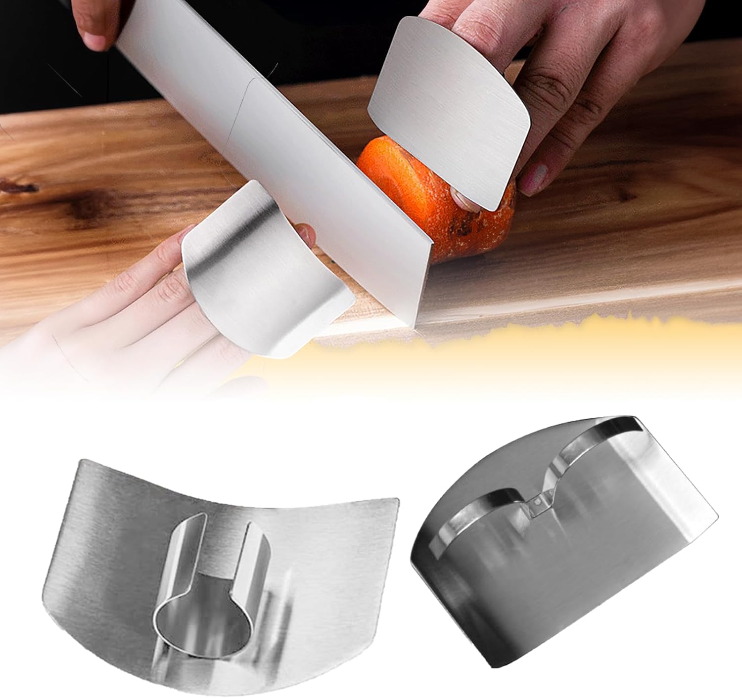 Stainless Steel Finger Guard for Cutting, Food Grade Finger Guard for Chopping Dicing Slicing, with Single/Double Finger Styles, Safe Kitchen Tool for Fingers Protection Mix