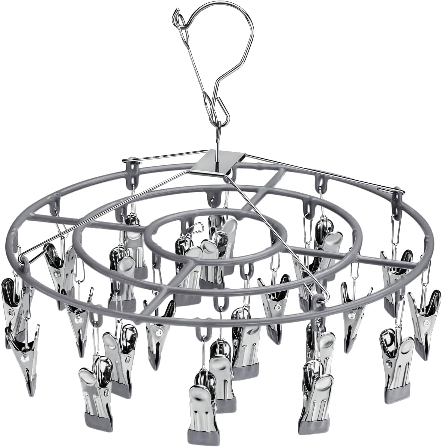 Drying Rack Clothing with 24 Clips,Sock Hanger for Drying,Hanging Clothes Dryer Underwear Hangers Racks Laundry Herb Socks Panty Wet Bra Lingerie Baby cates Foldable Small Indoor Metal