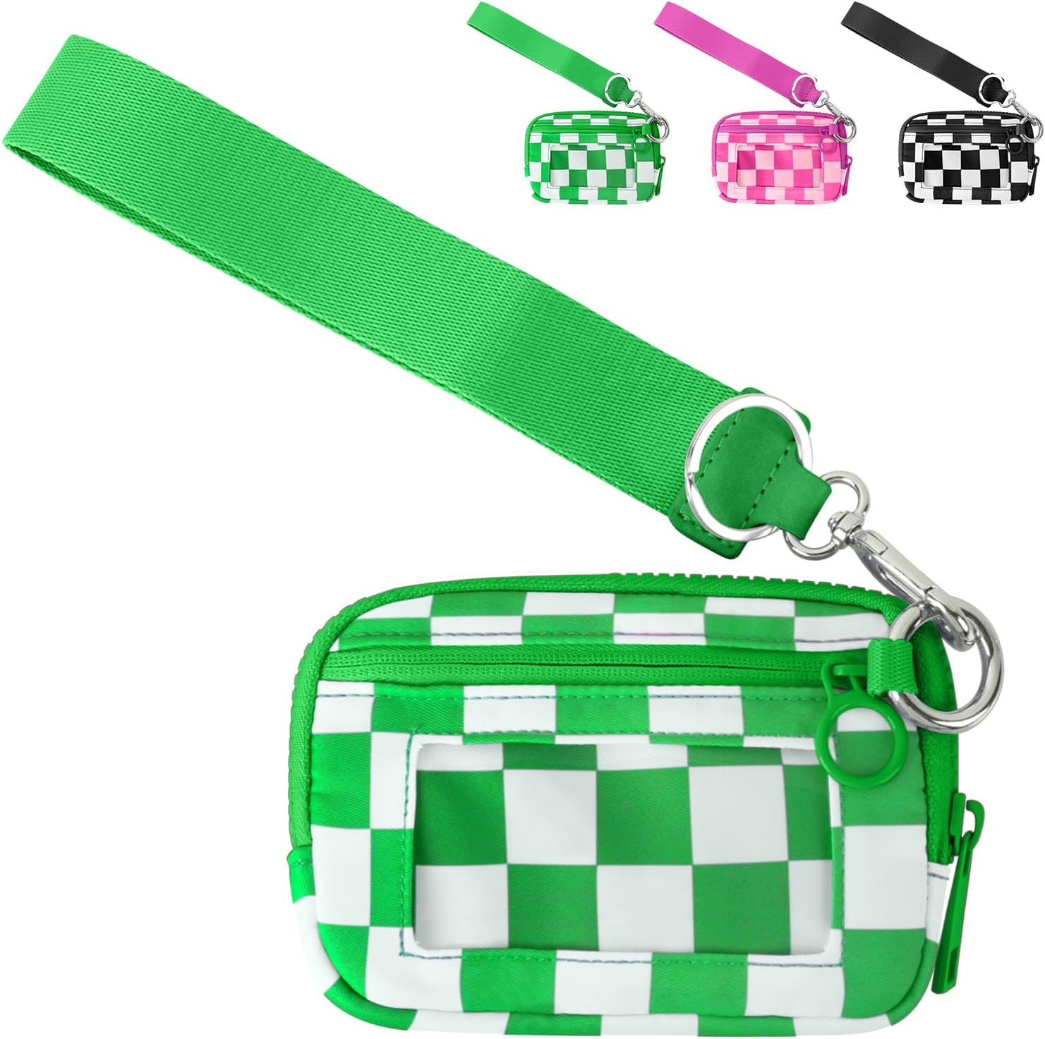 The Iris' Wallet Wristlet Pouch 2nd Gen for Women/Men,Iris Carry All Wallet Zip Card Case with ID Window,Portable Change Coin Purse,Waterproof Nylon Keychain Purse for Travel Daily Green