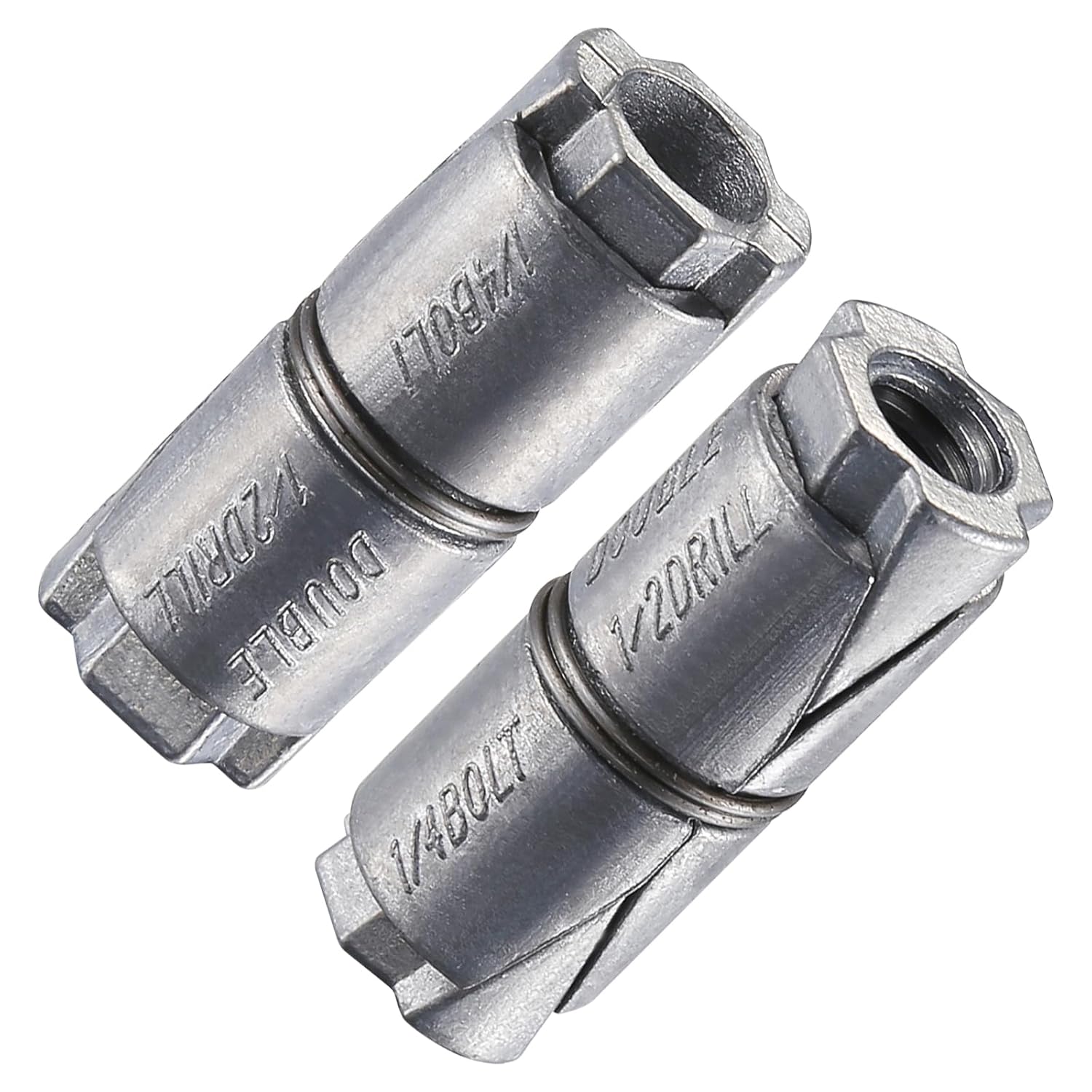 25 pcs 1/4x1-1/4 Outer diameter1/2 Double Expansion Anchor, Zinc Plated Double Expansion Shield Anchors, Double Expansion Shields,for Masonry, Concrete, Brick or Block