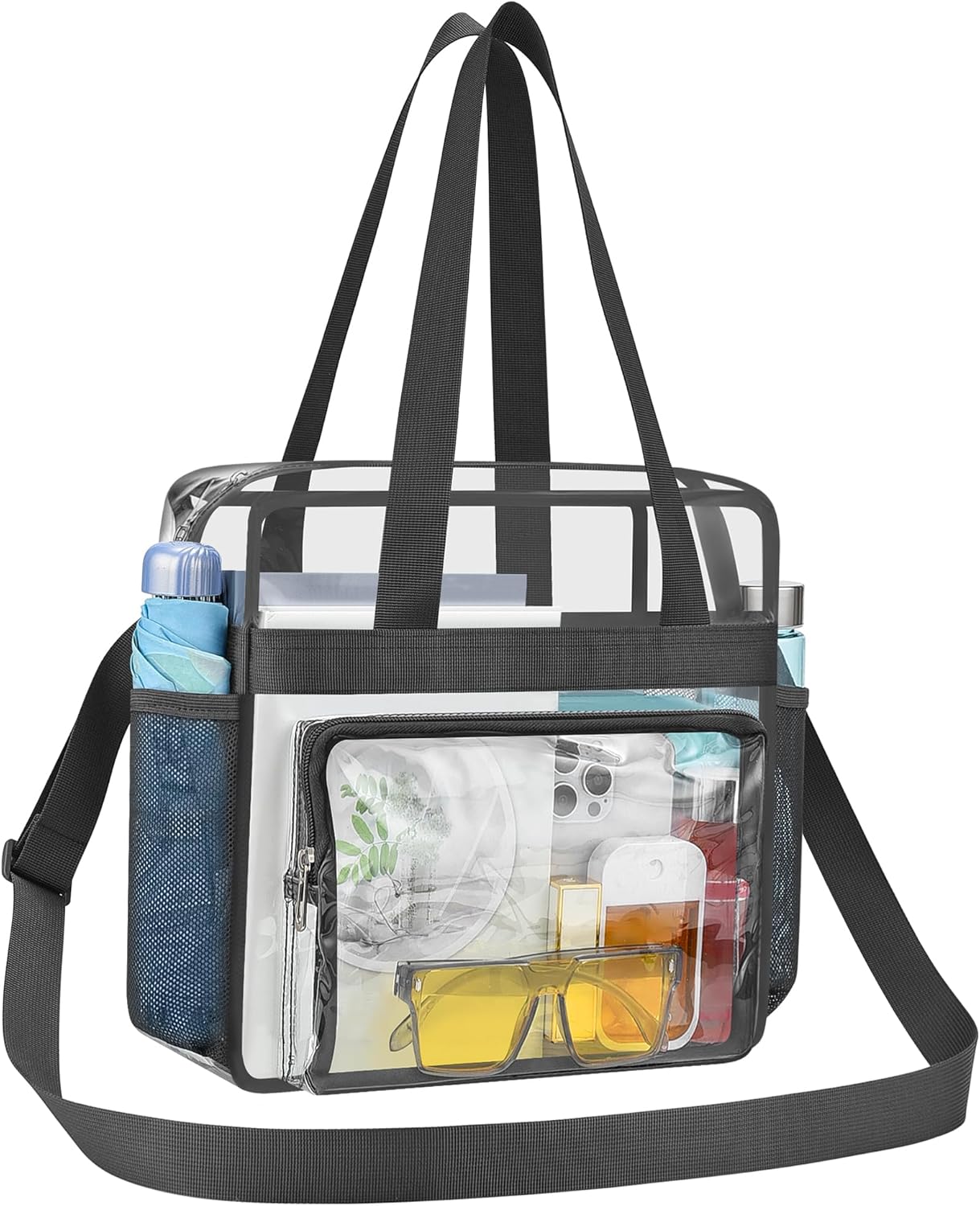 Clear Bag for Stadium Events, 12x6x12 Transparent Stadium Messenger Bag for Concerts, Work, Sports Games, Gym
