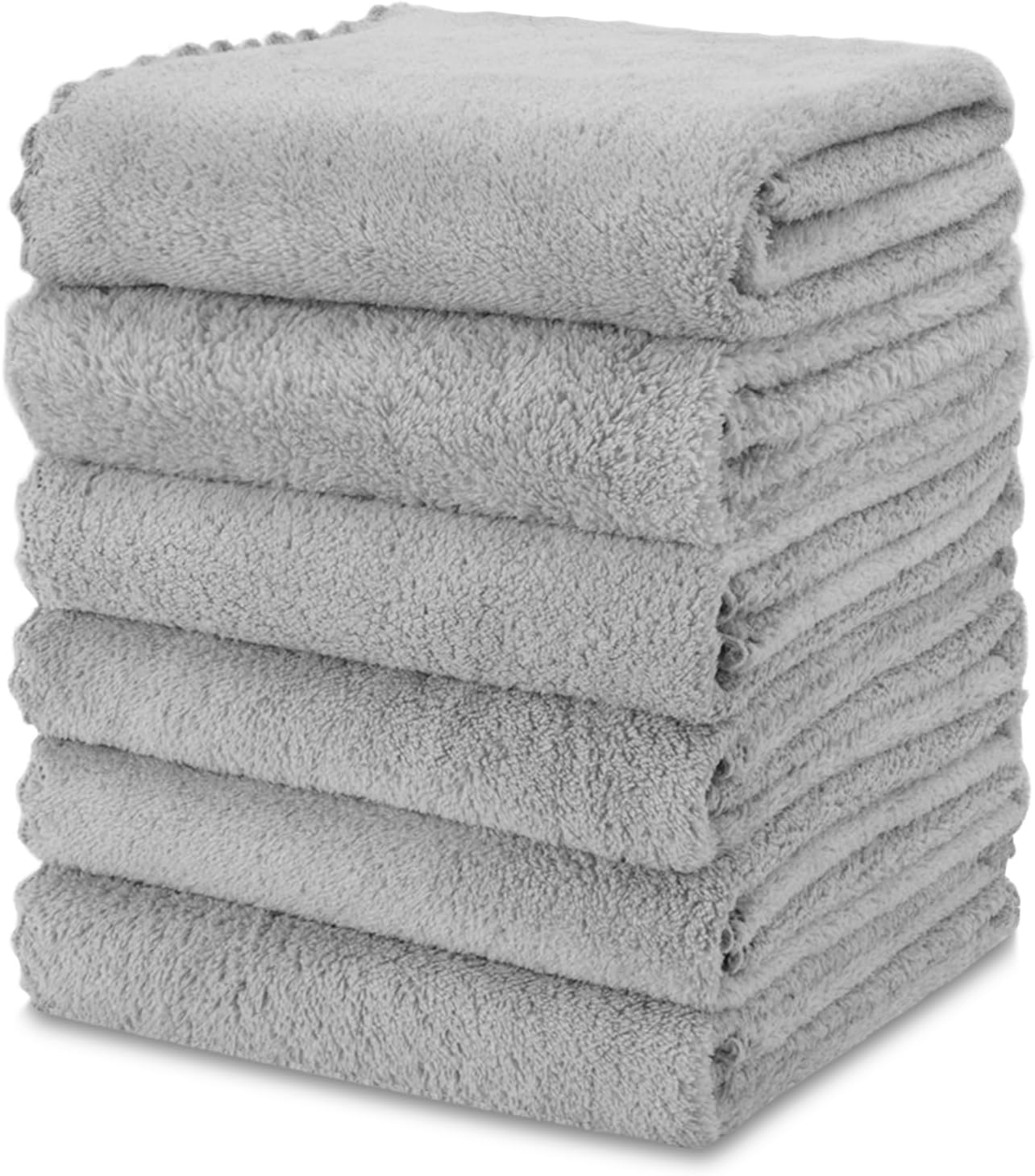 Kitchen Cloth Dish Towels, 13x28 Inches Premium Dishcloths, Super Absorbent Coral Velvet Microfiber Cleaning Cloths, Fast Drying Rags for Washing Dishes 13x28-6 Pack, Grey