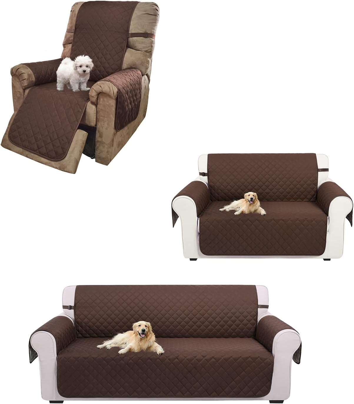 UNICE Home Sofa Cover Bundle Loveseat Cover Chair Cover Sofa+Loveseat+Chair, Coffee