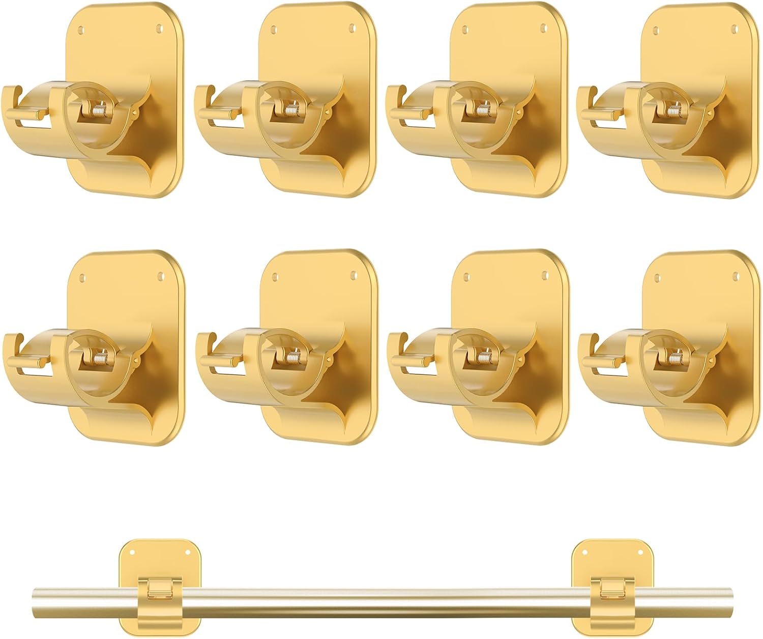 Adhesive Curtain Rods No Drilling Holder,No Drill Curtain Rod Brackets,Renter Friendly Curtain Hooks for Hanging Drapes,Over Blinds for Dorm Apartment Kitchen Bedroom Home