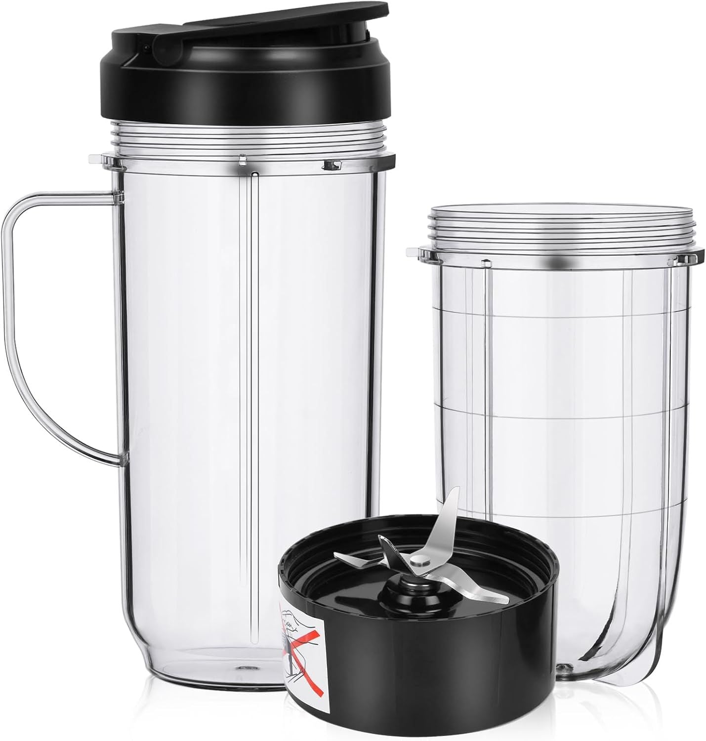 2 Pack Replacement Blender Cups set for magic bullet ,22oz Tall Cup with Flip Top To-Go Lid,16oz Replacement Cup with Cross Blade Replacement Parts Compatible with 250W Magic Bullet MB1001