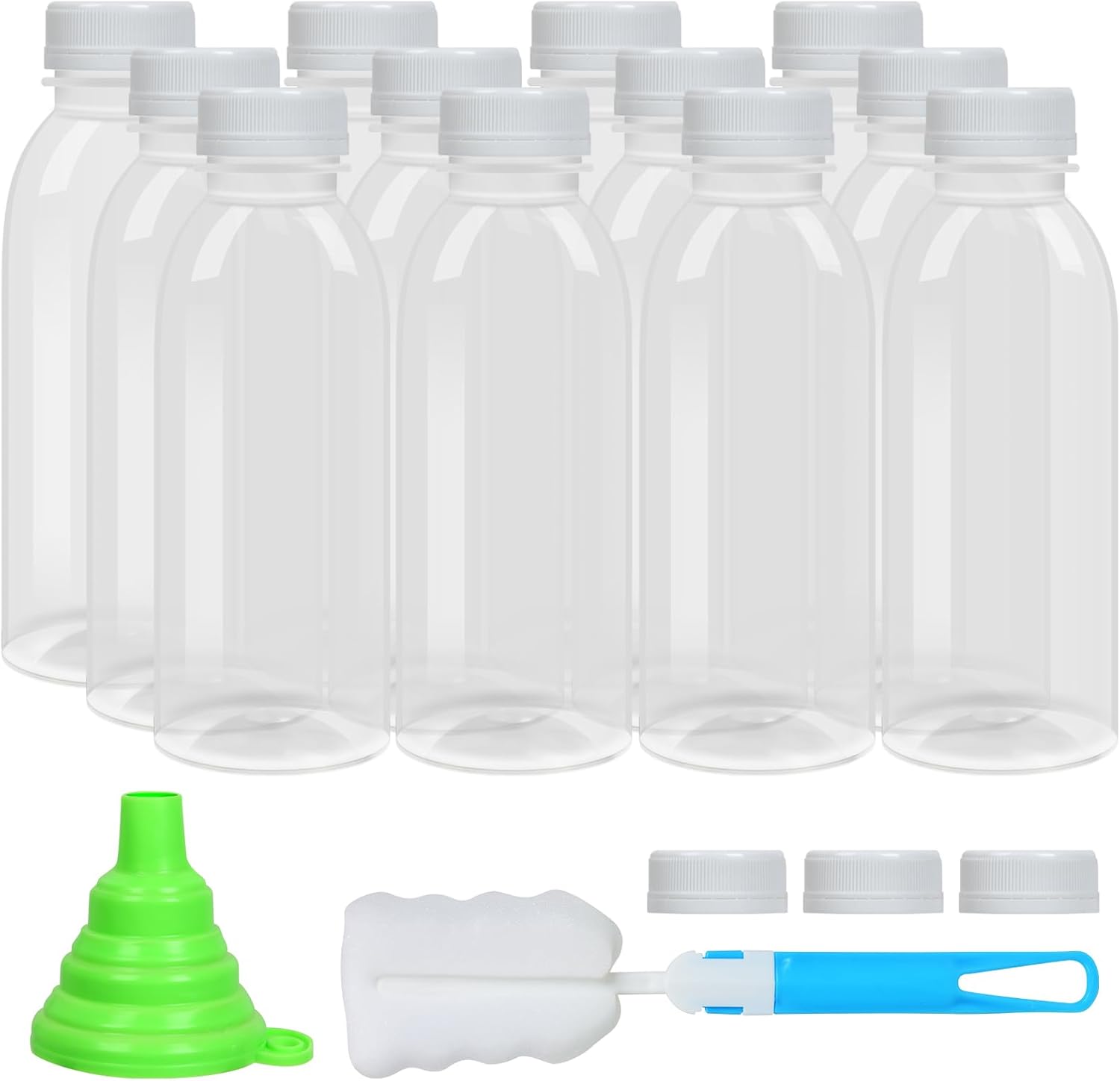 EONJOE Dishwasher Safe 16oz Plastic Bottles with Caps Reusable BPA Free PP5 Juice Milk Water Smoothie Bottle Heat-Resistant Refillable
