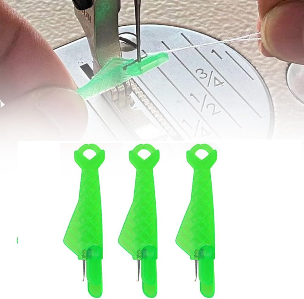 Automatic Sewing Needle Threader, Fish Type Quick Needle Threaders for Hand Sewing, Sewing Machine Needle Threader Tools, Sewing Supplies - Designed for Sewing Lovers Alike green-3pcs