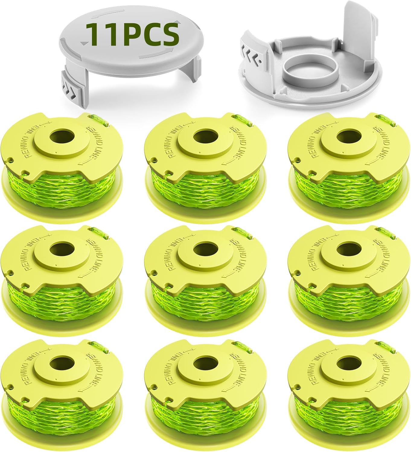 Trimmer String for Ryobi One Plus+ AC80RL3,11 FT/0.080-Inch,Spool Replacement Compatible with Ryobi 18v, 24v, and 40v Cordless Trimmers 9 Pack Trimmer Line & 2 Pack Trimmer Cap