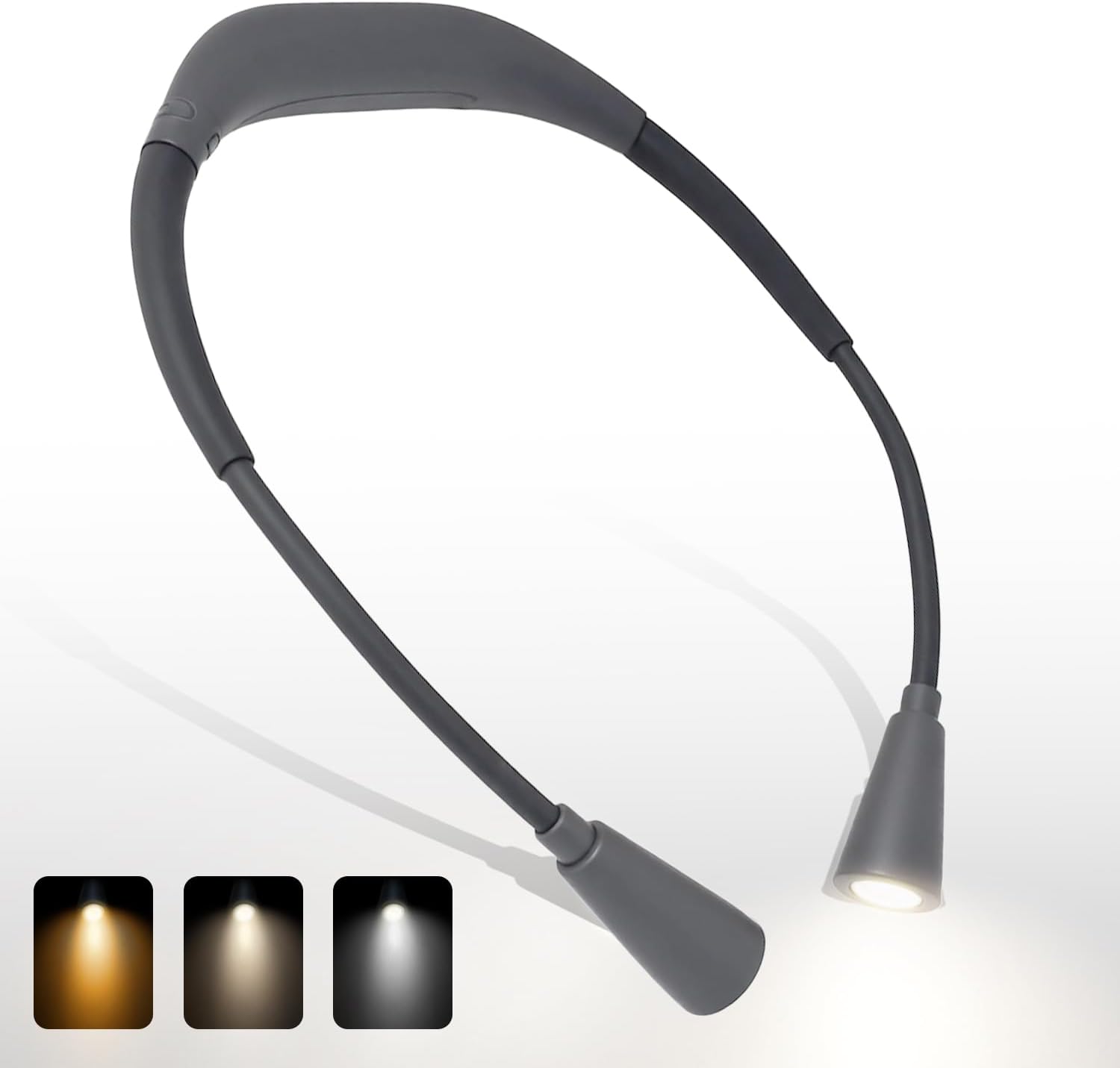 LED Rechargeable Neck Reading Light, Suitable for Reading Books with 3 Color Temperatures, 90 Hour Long-Lasting Recharging Lamp, Ergonomic, Suitable for Reading, Weaving, and Repairing
