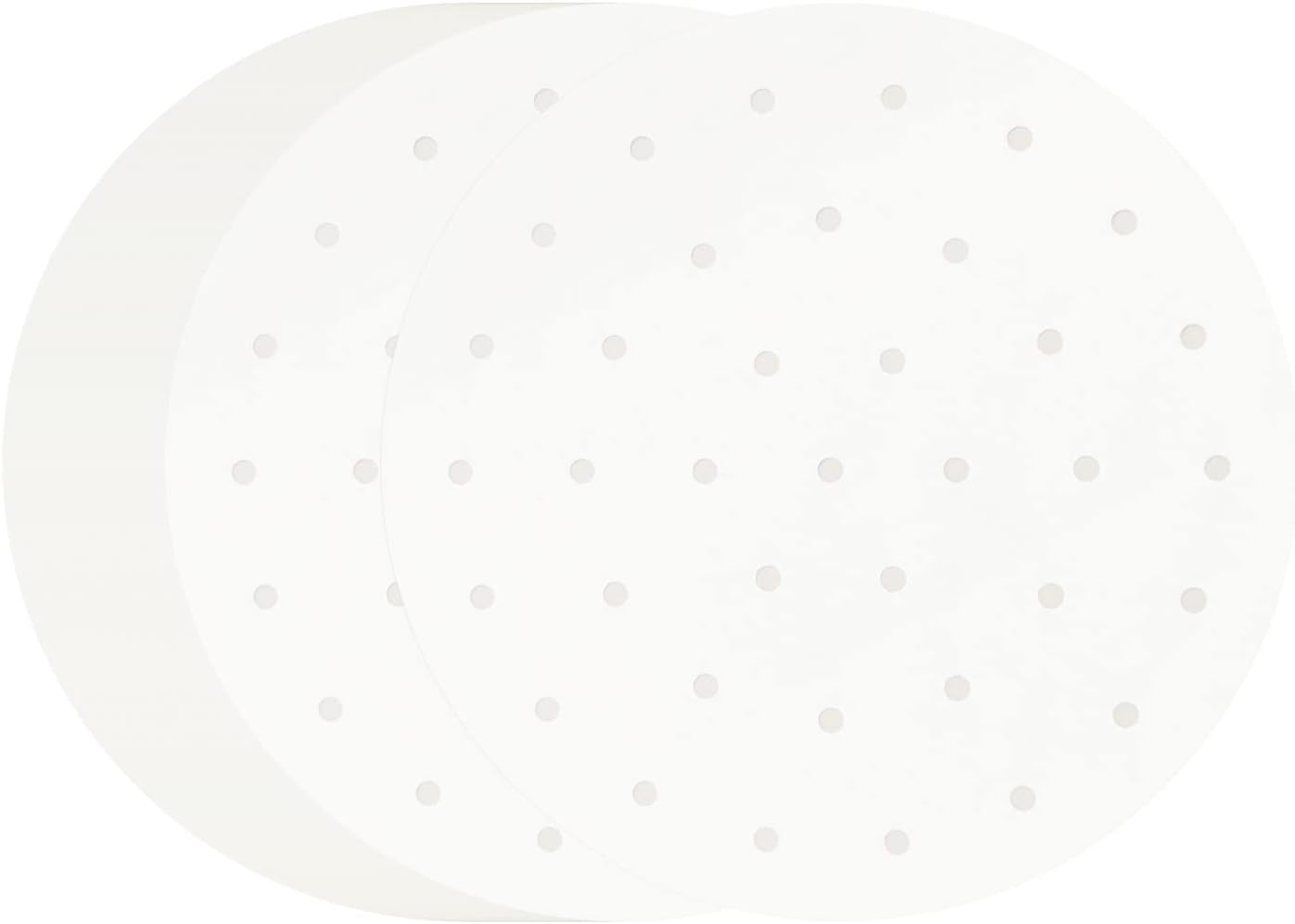 100 PCS Bamboo Steamer Liner, 10" Round Air Fryer Parchment Paper with Holes, White Anti-Stick Steamer Paper