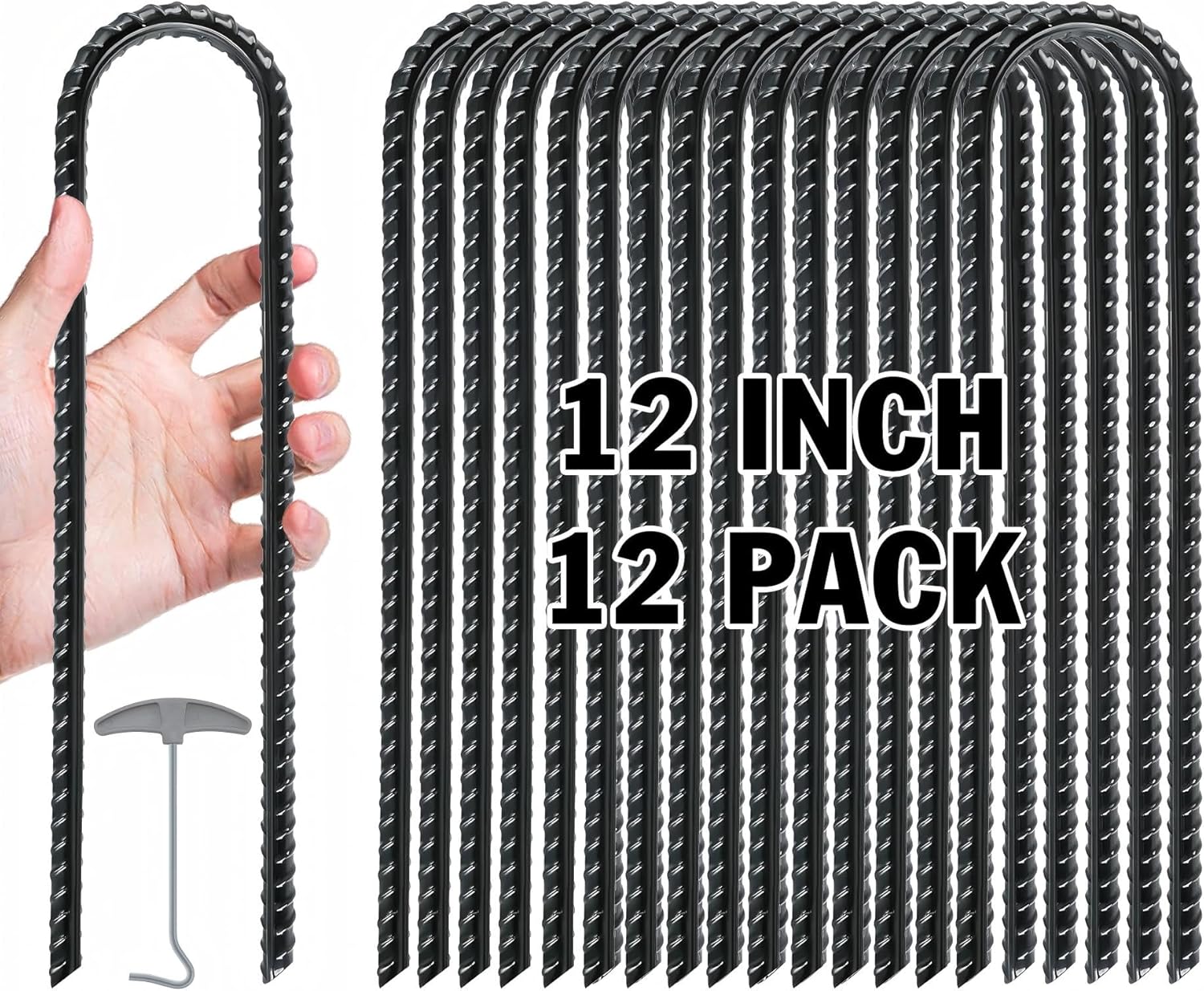 Trampolines Wind Stakes,Heavy Duty U Shaped Rebar Tent Stakes Ground Anchors Galvanized Steel Safety Trampoline Anchors for Camping Tents, Soccer Goals