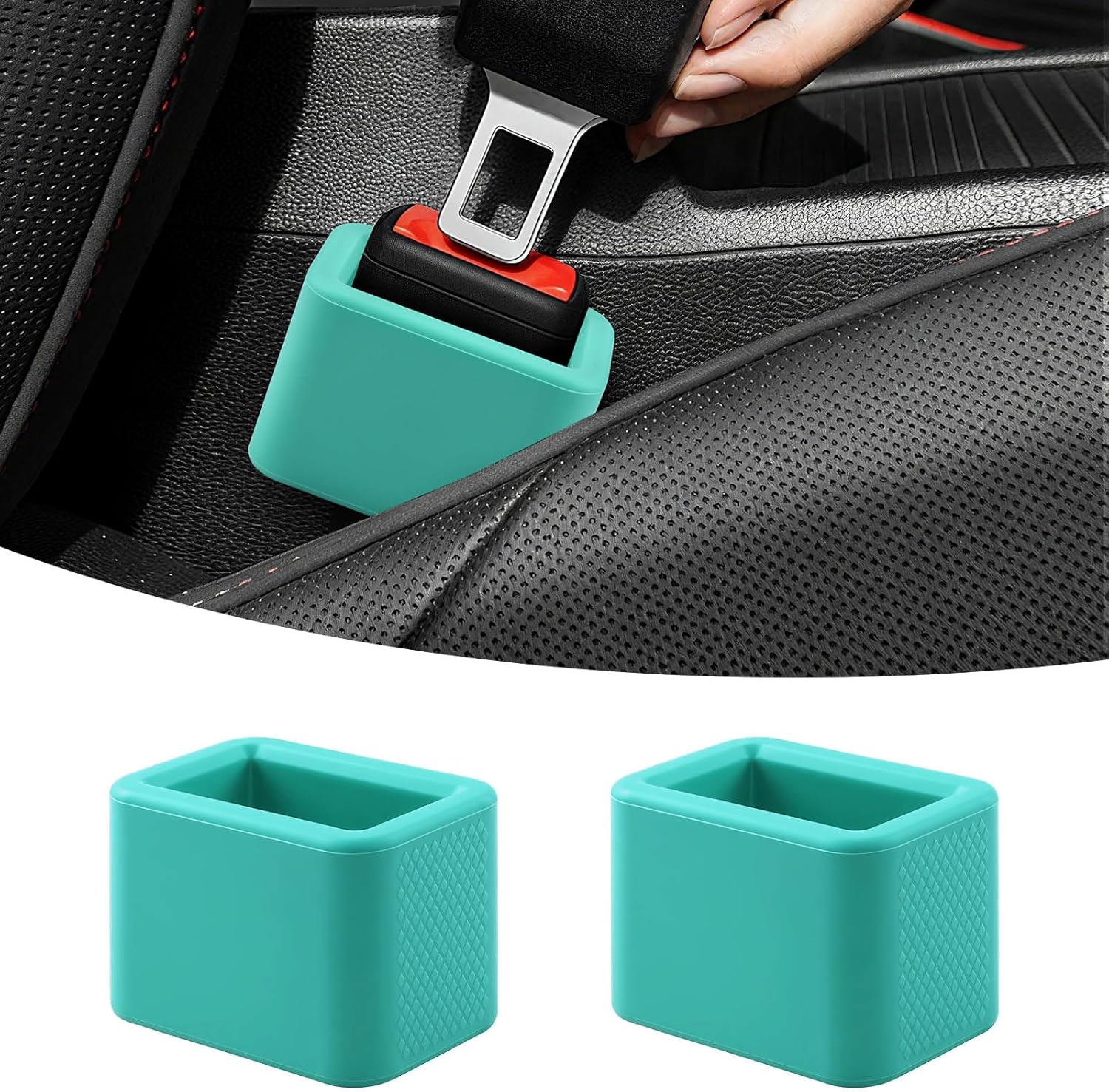 2 PCS Seat Belt Buckle Holder, Silicone Seatbelt Buckle Booster to Makes Receptacle Stand Upright for Easy Access Mint Green