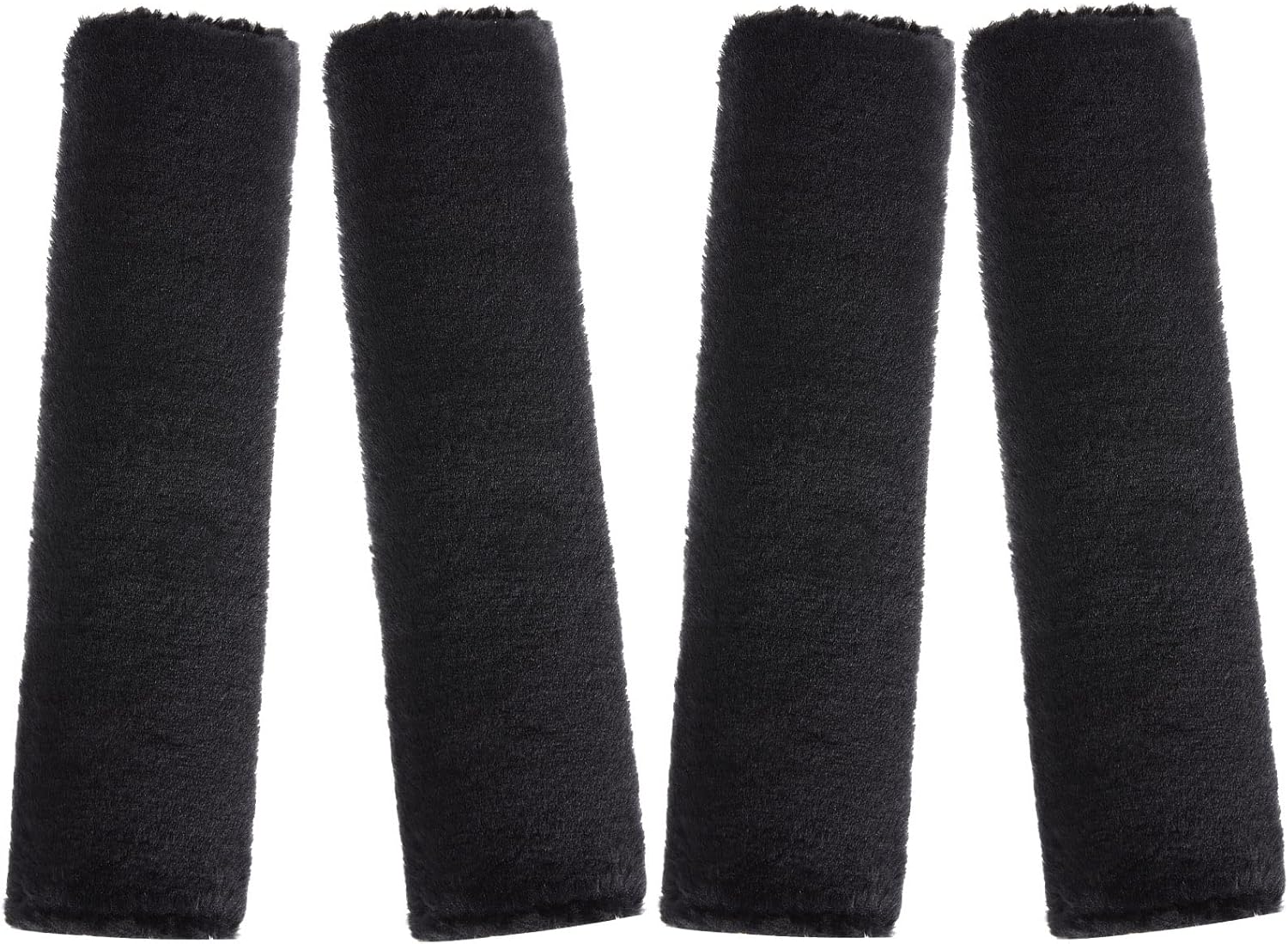 4 Pack Faux Sheepskin Car Seat Belt Pads Seatbelt Protector Soft Seat Belt Shoulder Strap Cover Comfort Harness Pad Black, 9.9 Inch