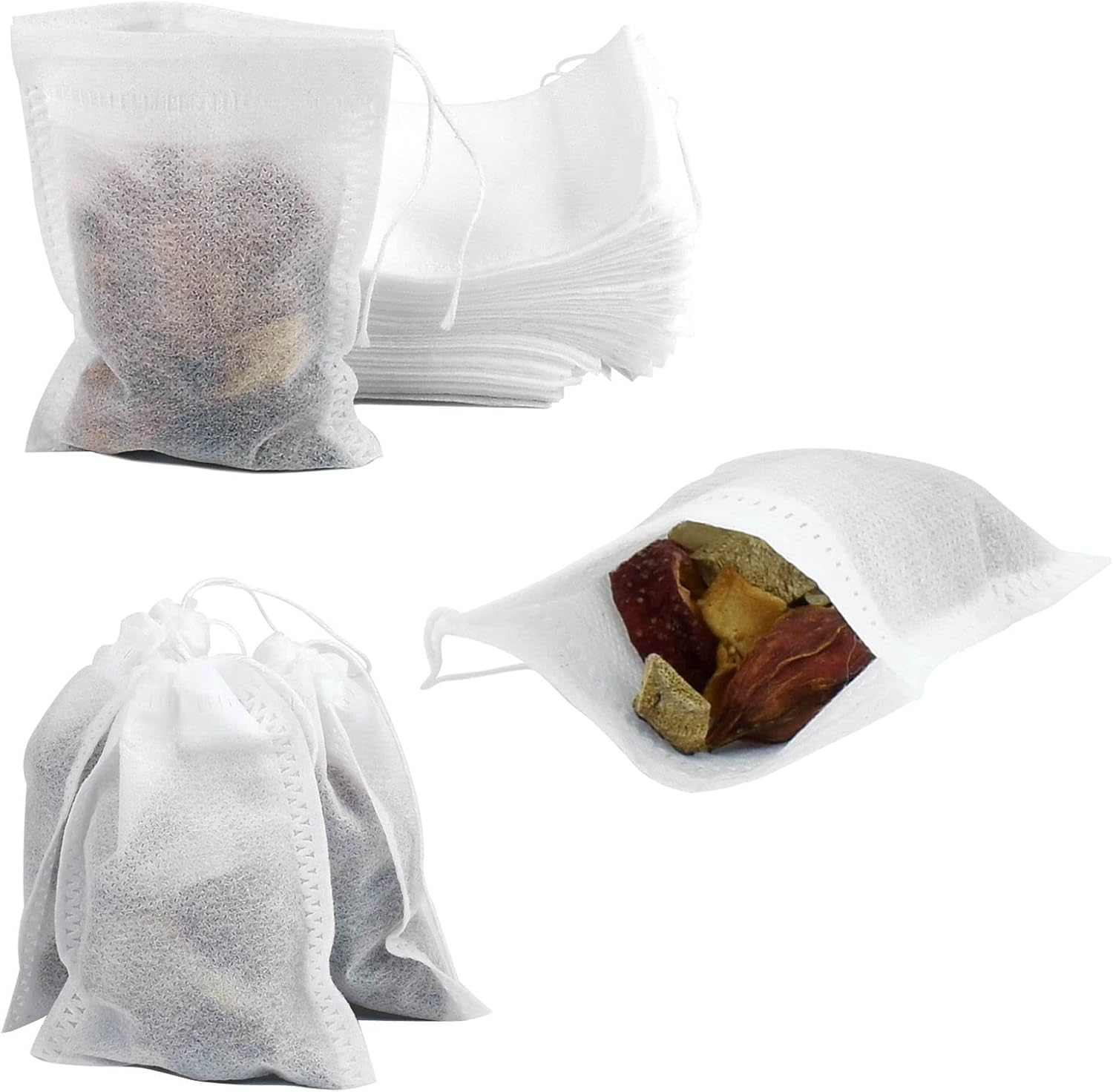 100 Pack Drawstring Bags, Disposable Small Mesh Bags for Cooking, Soaking Medicinal Liquor, Tea Coffee Filter, DIY Craft Spices Storage, Weeding Party Favor 4 x 5.9 Inches