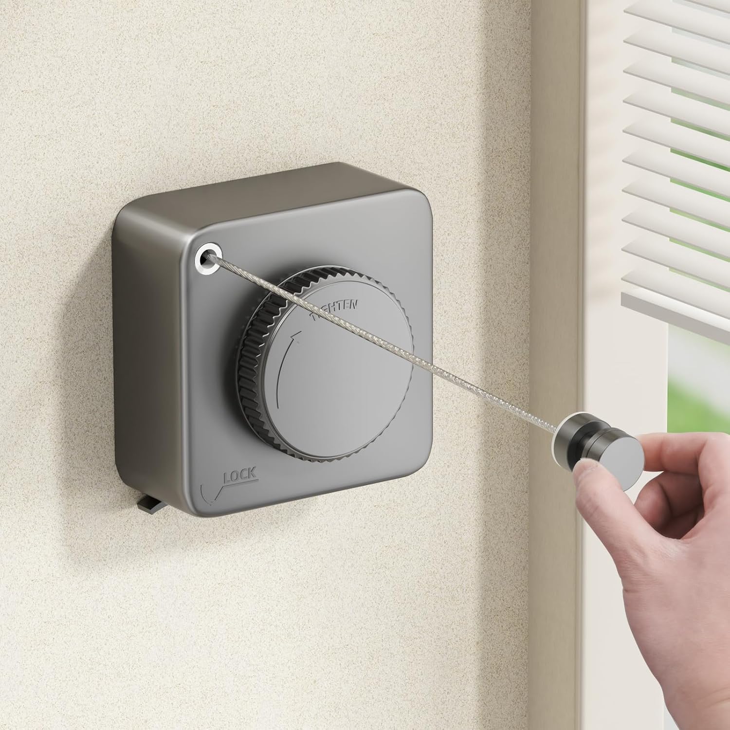 Retractable Clothesline Indoor, Non-Sagging Outdoor Clothes Line Retracting Heavy Duty Clothes Drying Laundry Line Wall Mounted Stainless Steel Line-15.1 Feets Square-Gray