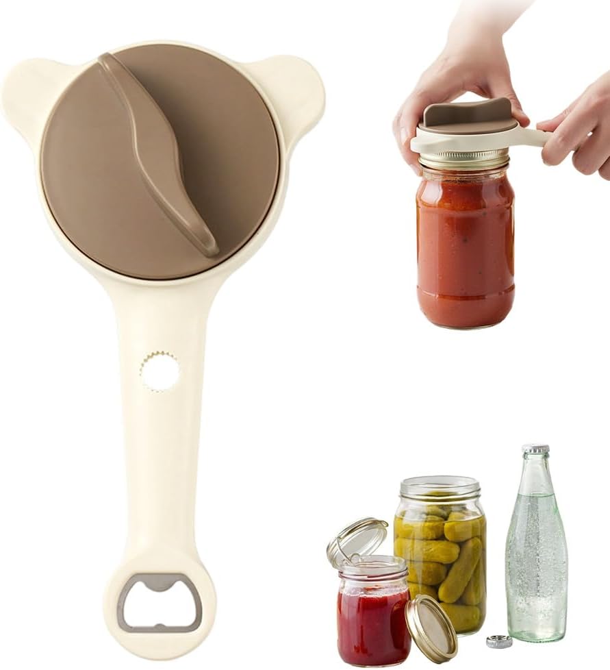 2026 New 4-in-1 Jar Opener - Adjustable Stainless Steel Lid Remover for Seniors & Arthritis Sufferers, Fits Kitchen Jars, Bottles & Cans 1PC