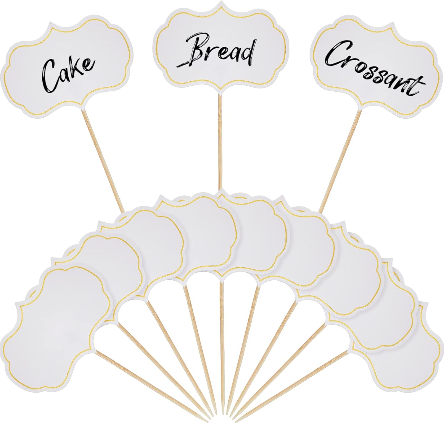 50 Pieces Cheese Markers for Charcuterie Board Buffet Labels Food Tags Blank Toothpick Flags Appetizer Signs Chalkboard Cupcake Toppers Picks for Wedding Birthday Party Decorations White