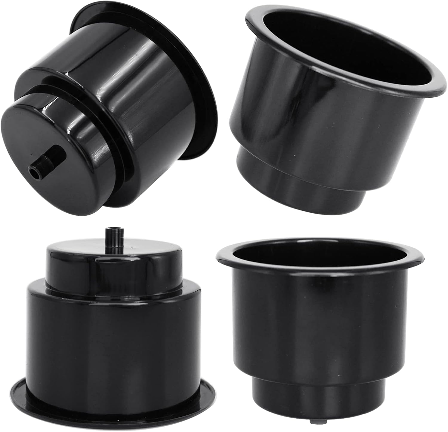 Black Plastic Cup Drink Holder Insert with Drain for Marine Boat RV Camper, 4PCS