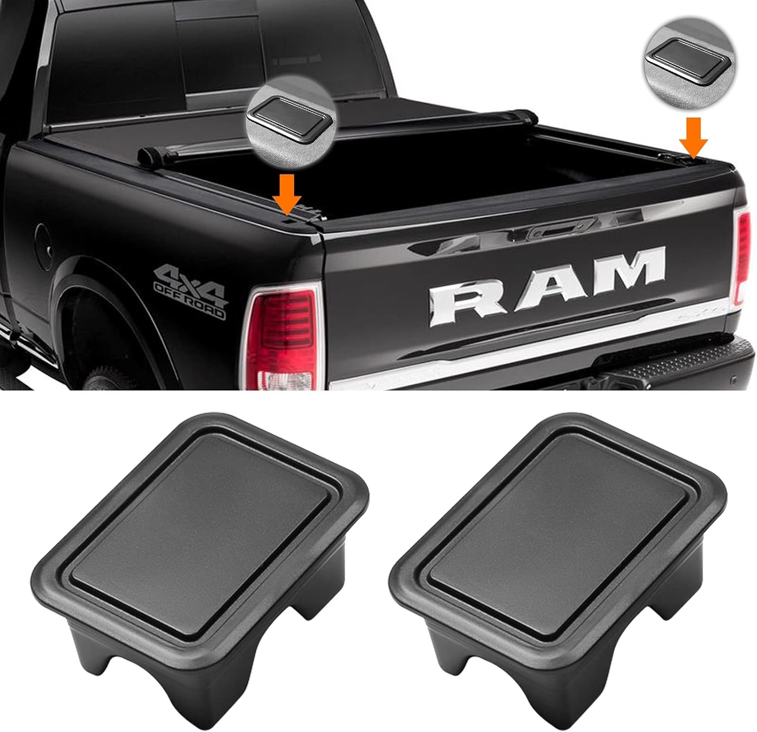 Ram 1500 Stake Pocket Covers, Rear Truck Bed Rail Stake Pocket Cover Compatible with Dodge Ram 2019-2024 2025 2026 Set of 2