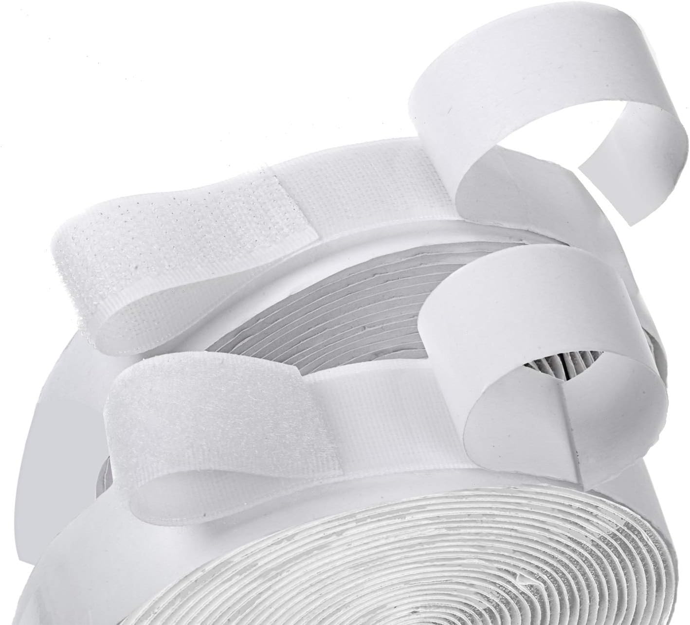 16 Feet Length 0.75 Inches Width Hook and Loop with Strong Self Adhesive Interlocking Strip, Mounting Tape Heavy Duty Adhesion Fastener White