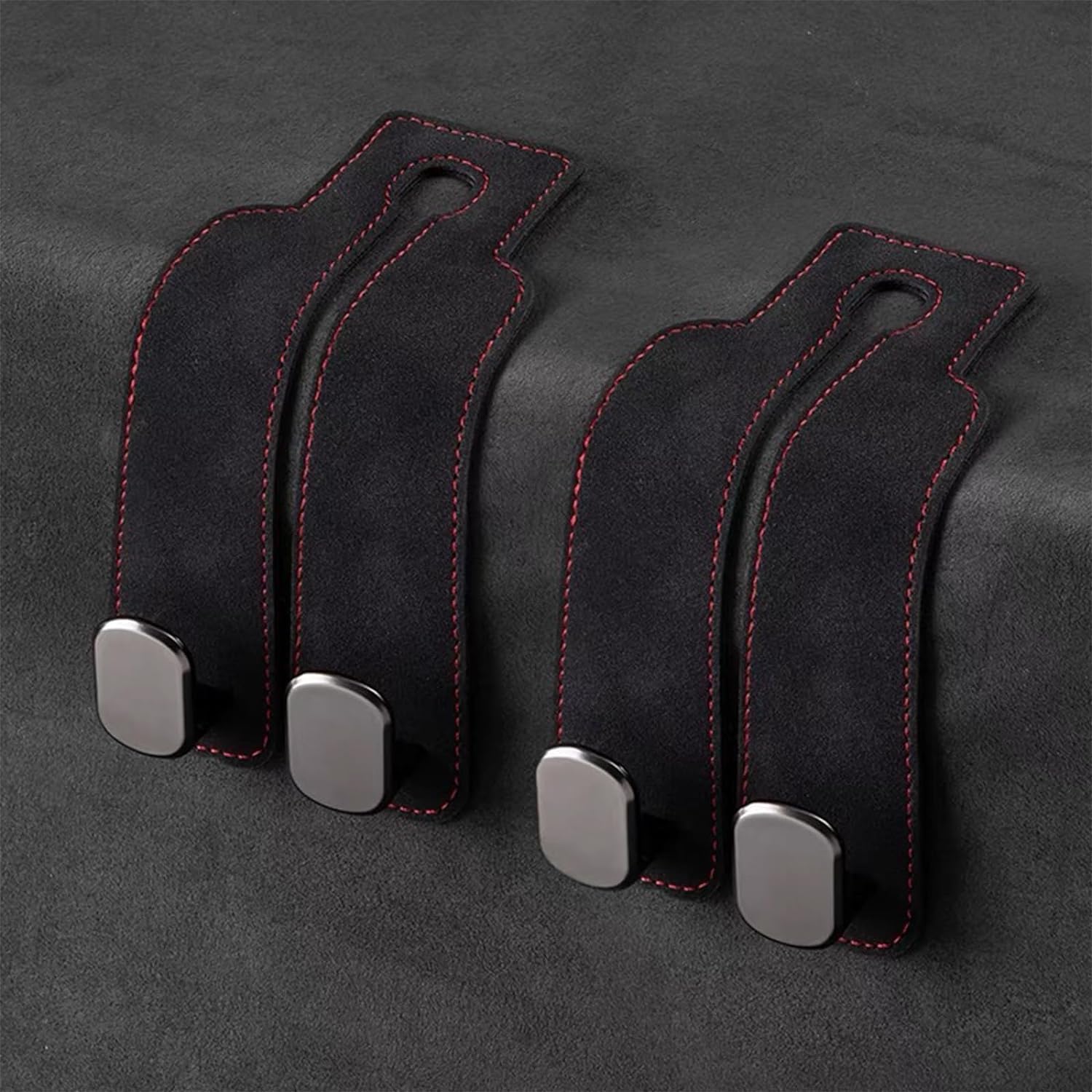 2 Pack Car Hooks for Headrest, Headrest Hooks Car Purse Hook Car Seat Back Storage Hook Premium Leather Car Seat Holder for Headrest Purses and Bags Black