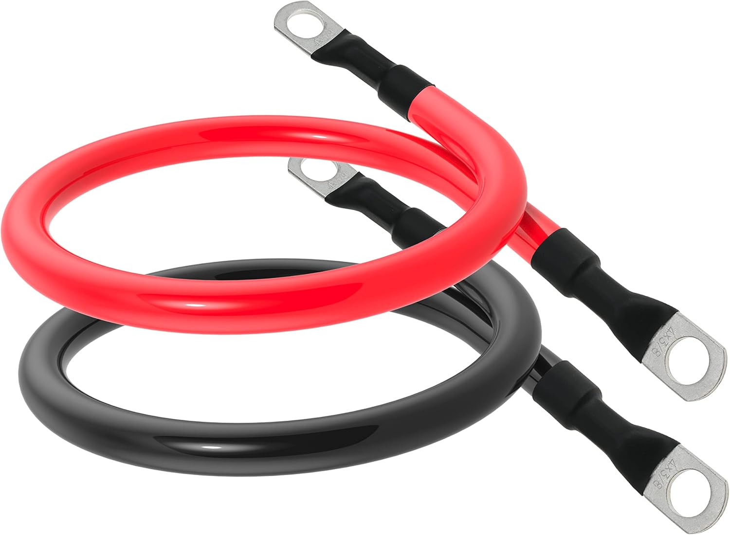 4 AWG Battery Cable 4AWG Gauge Pure Copper Battery Inverter Cables with 3/8 in Lugs Both Ends Power Inverter Wire Set for Automotive Solar Marine Boat RV Car Motorcycle Red and Black 1ft