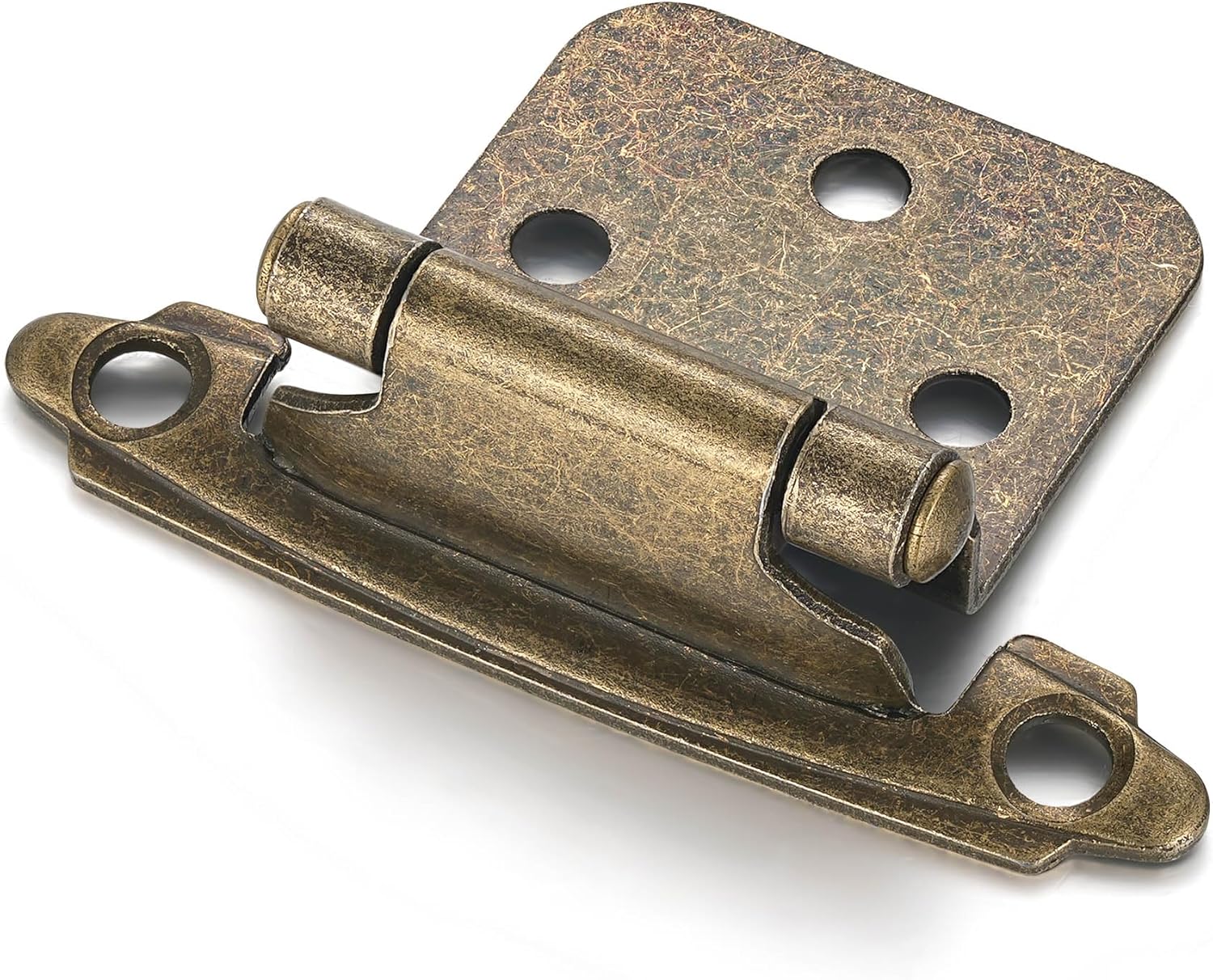 10 Pack 5 Pair Antique Brass Self Closing Cabinet Hinges for Kitchen Cabinet Door, 1/2" Overlay Variable Semi Concealed Kitchen Cabinet Hinges
