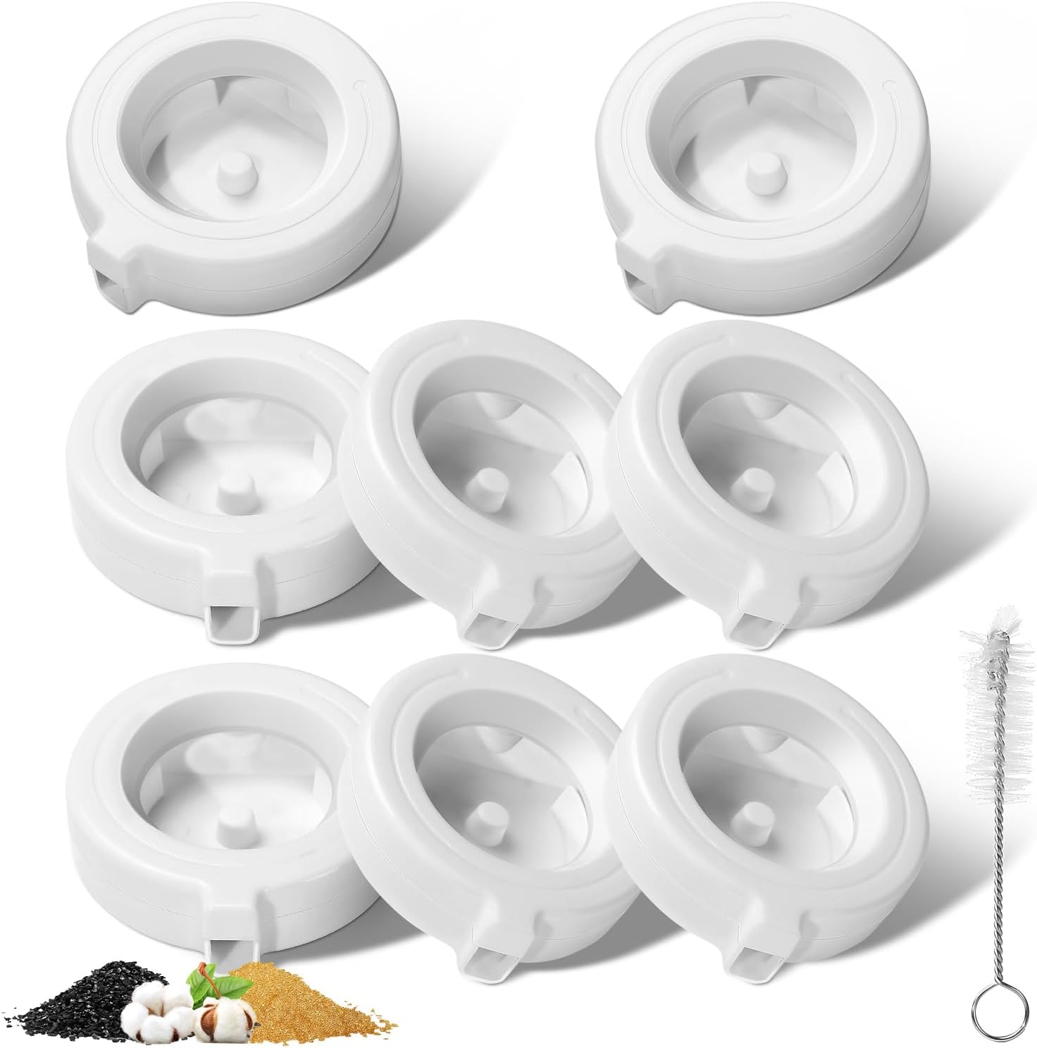 8 Pack Replacement Filters for 3.6L/4.6L/6L/8L Gravity Pet Water Dispenser, Dog Water Filter Replacement, Triple Filtration Pet Fountain Filter, Water Feeder Filter for Cat and Dog 1 Brush