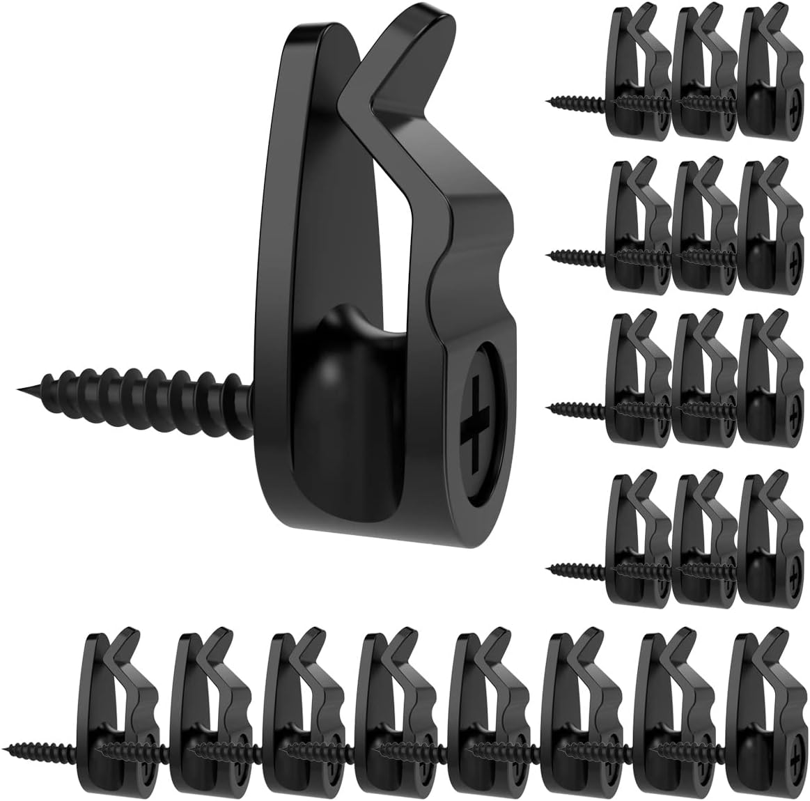 String Light Hanger Hooks,Screw in Hooks for Hanging Christmas Light,Led Fairy Led Light Clips,Black,50 Pack Small