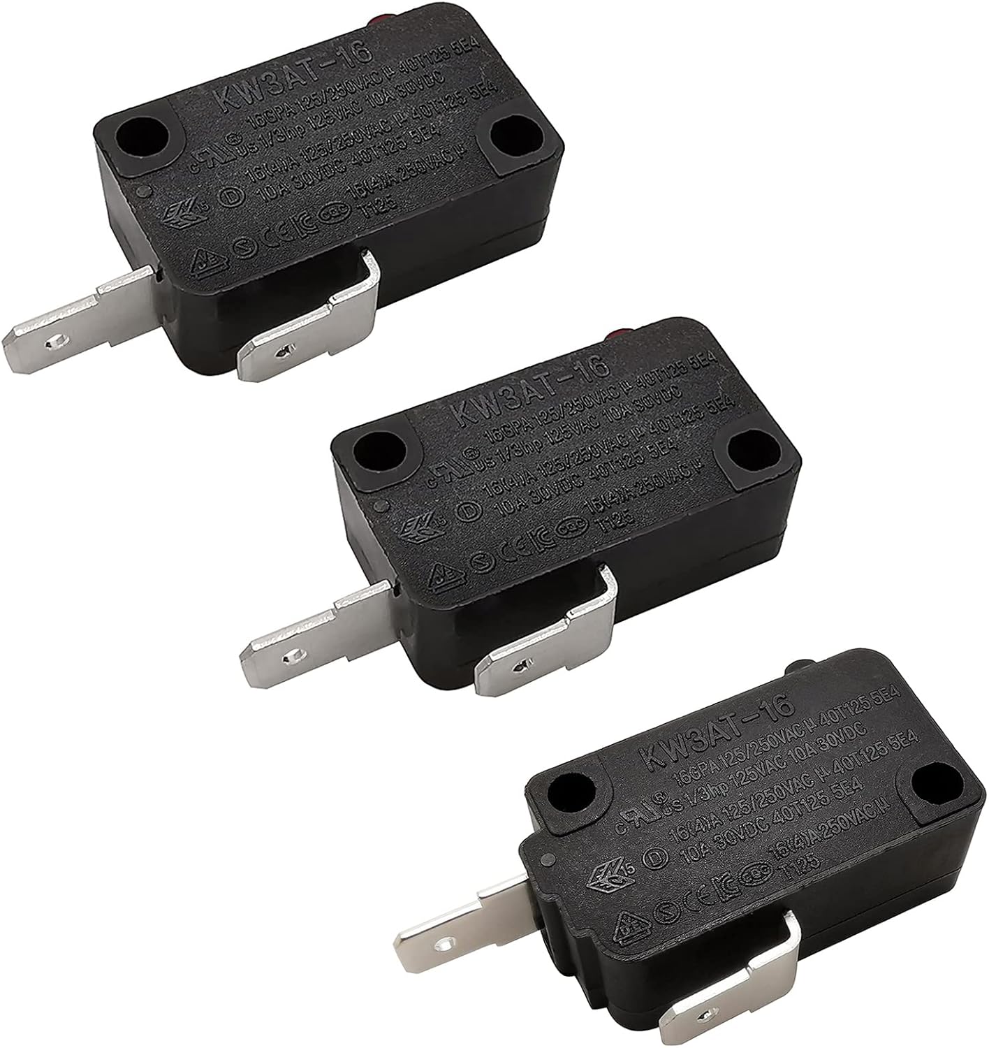 Microwave Oven Door Switch Replacement Part, 16A 125VAC, KW3AT-16 Downward Compatible with KW3A-16 , 2X Normally Open + 1x Normally Closed