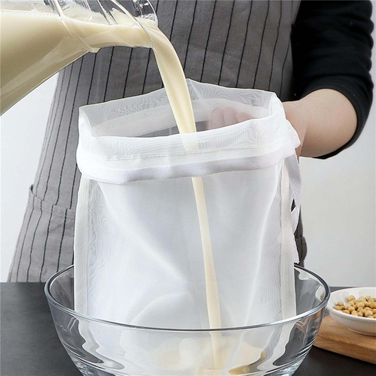 Reusable Fine Mesh Strainer Bag, Multi-Use Nylon Filter for Nut Milk Brewing & Juice Extraction, Food Grade Filtration Bag 6PCS