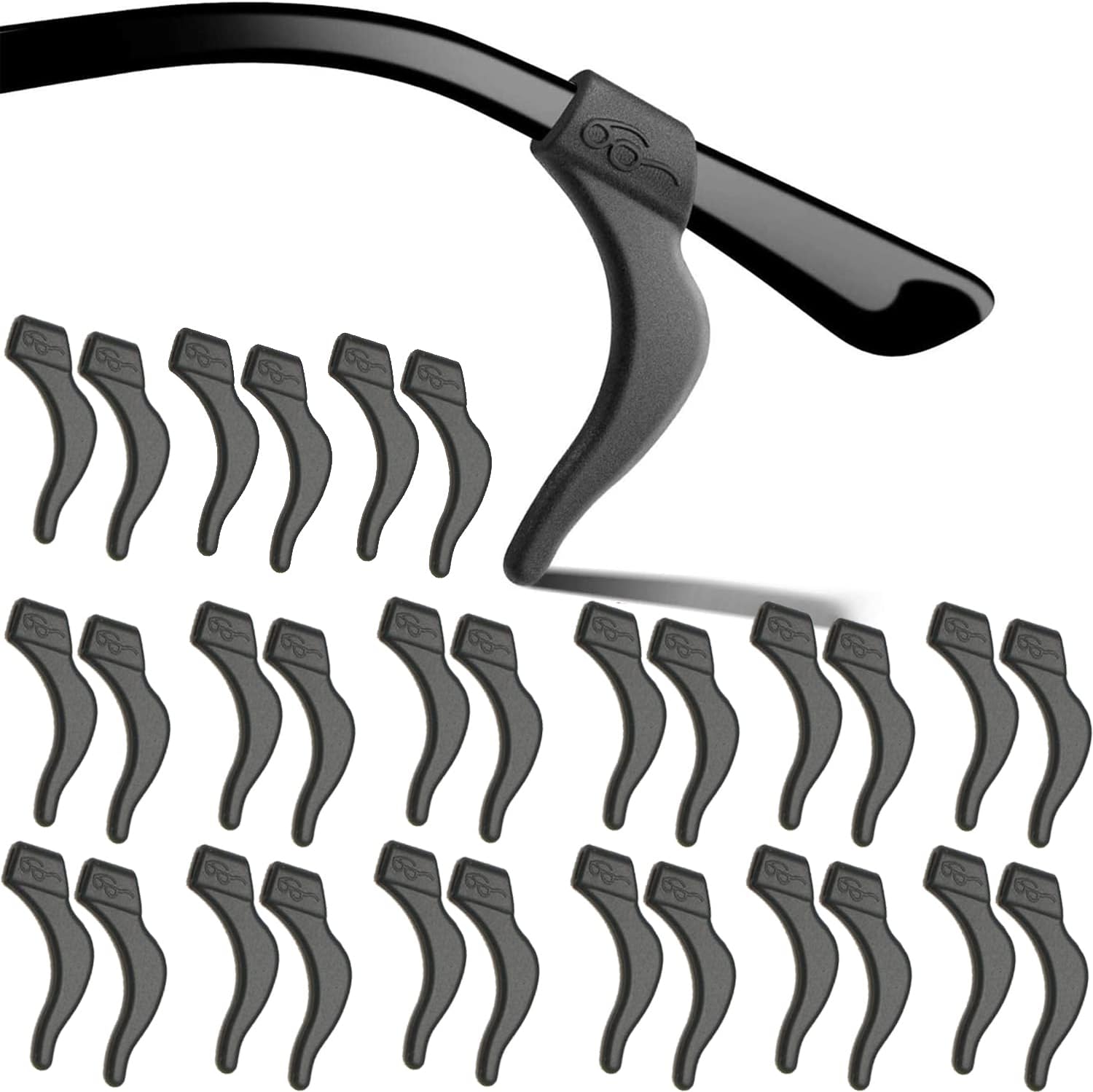 Eyeglass Ear Grips - 21 Pairs Glasses Anti-Slip, Comfortable Silicone Elastic Eyeglasses Temple Tips Sleeve Retainer, Prevent Eyewear Sunglasses Spectacles Glasses Slipping Black-2