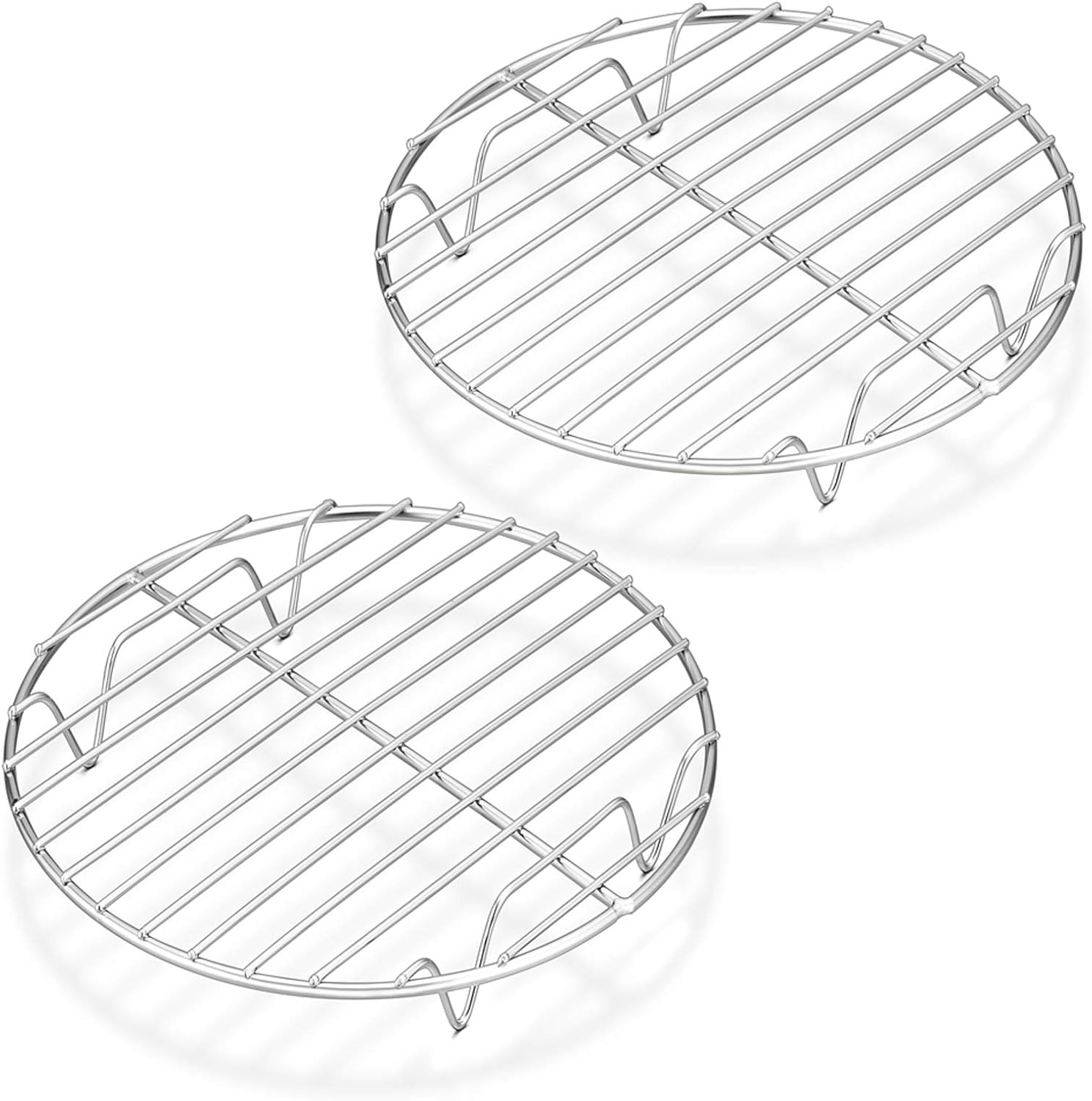 7½ Inch Cooking Rack Round, Stainless Steel Round Rack for Cooking Cooling Steaming Baking, Fit Air Fryer Pot Pressure Cooker, 2 Pack -Oven Safe, Silver
