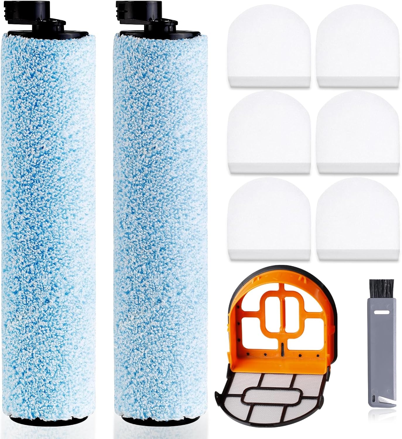 9 Pack Replacement Roller Brush and Foam Filters Kit Compatible with Shark WD161,WD261,AW261,3-in-1 Corded Vacuum Cleaner and All-in-One Cordless Hardfloor Cleaner Accessories,1 Cleaner Brush