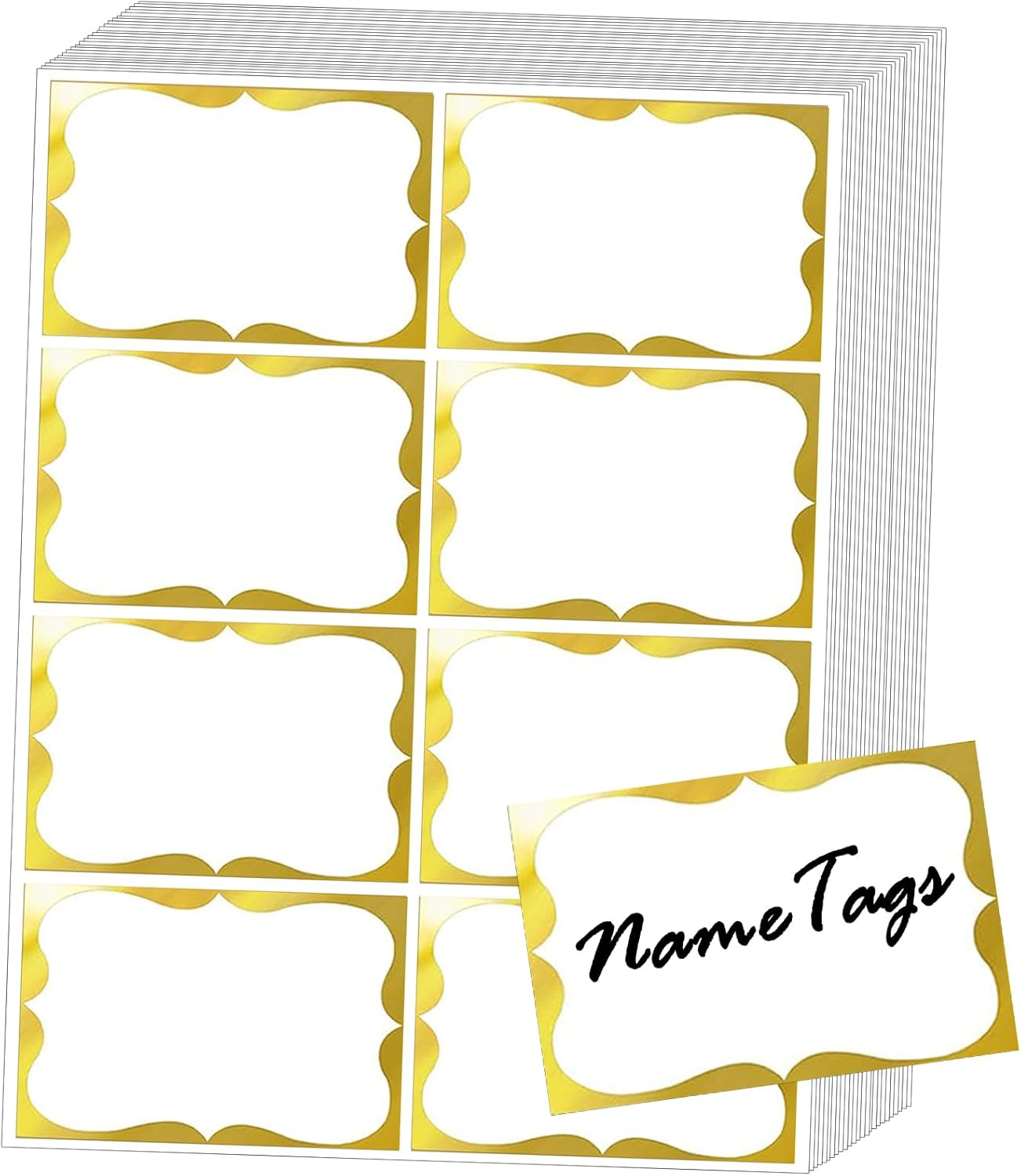Gold Foil Name Tags Stickers, 3.5" x 2.25" Adhesive Sticky Name Tags Gift Labels for Class Union, Conference, Family Gatherings, 200PC Gold