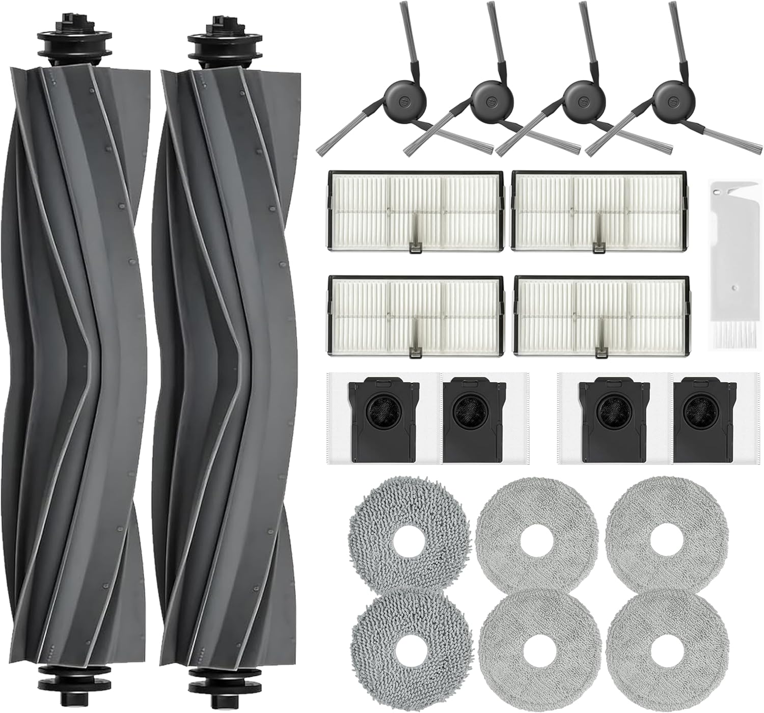 Replacement Parts Accessories for Dreame X40 Ultra Complete L40 Ultra X40 Master MOVA P10 Pro Ultra Mop Pads X6; Dust Bag X4; Filter HEPA X4; Main Brushes X2; Side Brushes X4