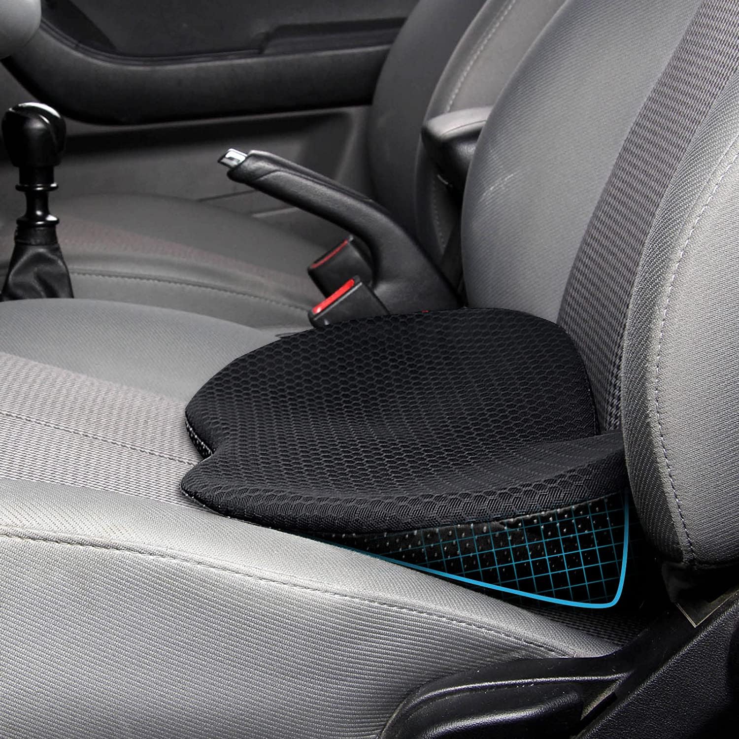 Car Seat Cushion - Memory Foam Car Seat Pad - Sciatica & Lower Back Pain Relief - Car Seat Cushions for Driving - Road Trip Essentials for Drivers Black
