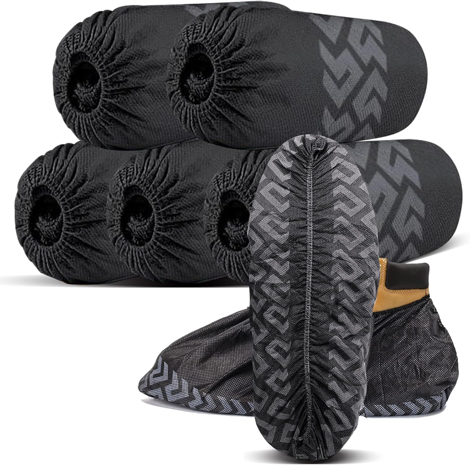 Shoe Covers Disposable 50 Pack 25 Pairs - Durable, Non-Slip, Water Resistant, and Recyclable Boot Covers for Indoor and Outdoor Use - One Size Fits Most Non-woven-Black