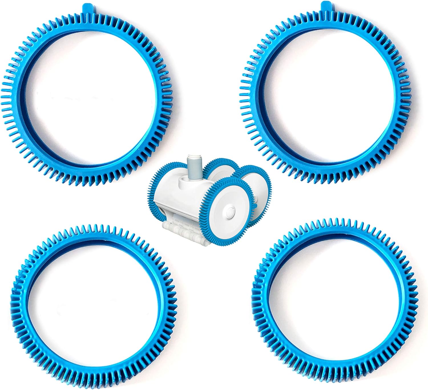 Pool Cleaner Front Tire and Rear Tire Combo Kit, Compatible with Poolvergnuegen Super Hump 896584000-143 and 896584000-082 2-Pack Front & 2-Pack Rear