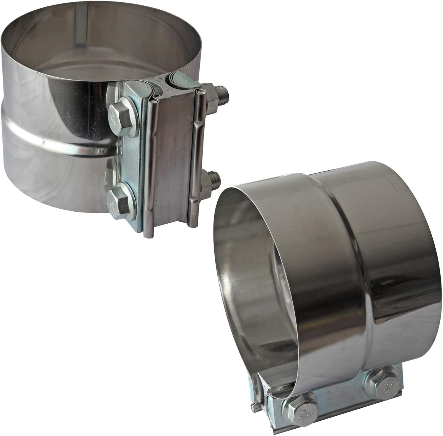 4" Lap Joint Exhaust Band Clamp - Stainless Steel With 1 Block 2Pcs For 4" Od To 4" Id Exhaust Pipe, Muffler, Elbow And Exhaust Tubing Connection 2 Pack